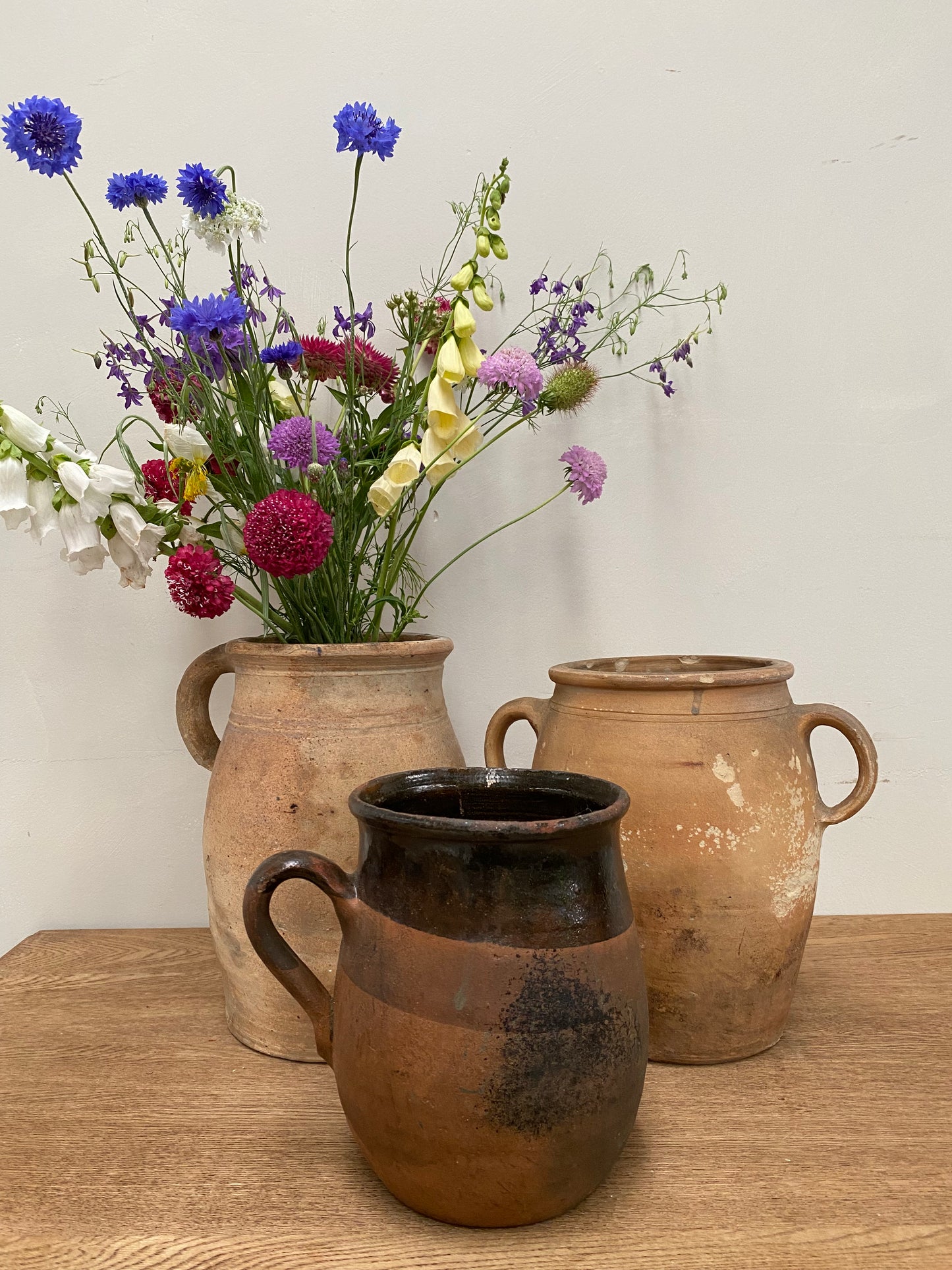 Antique French Earthenware Pottery Jug & Jars
