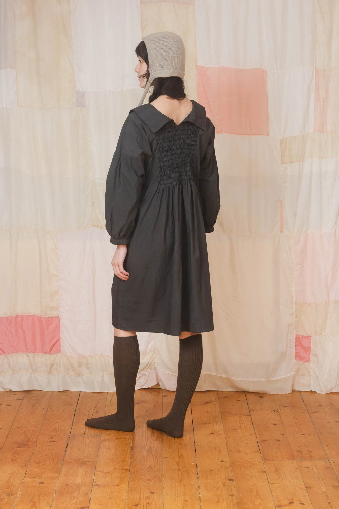 Sula 'Shepherd Tunic' With Smocking - Black