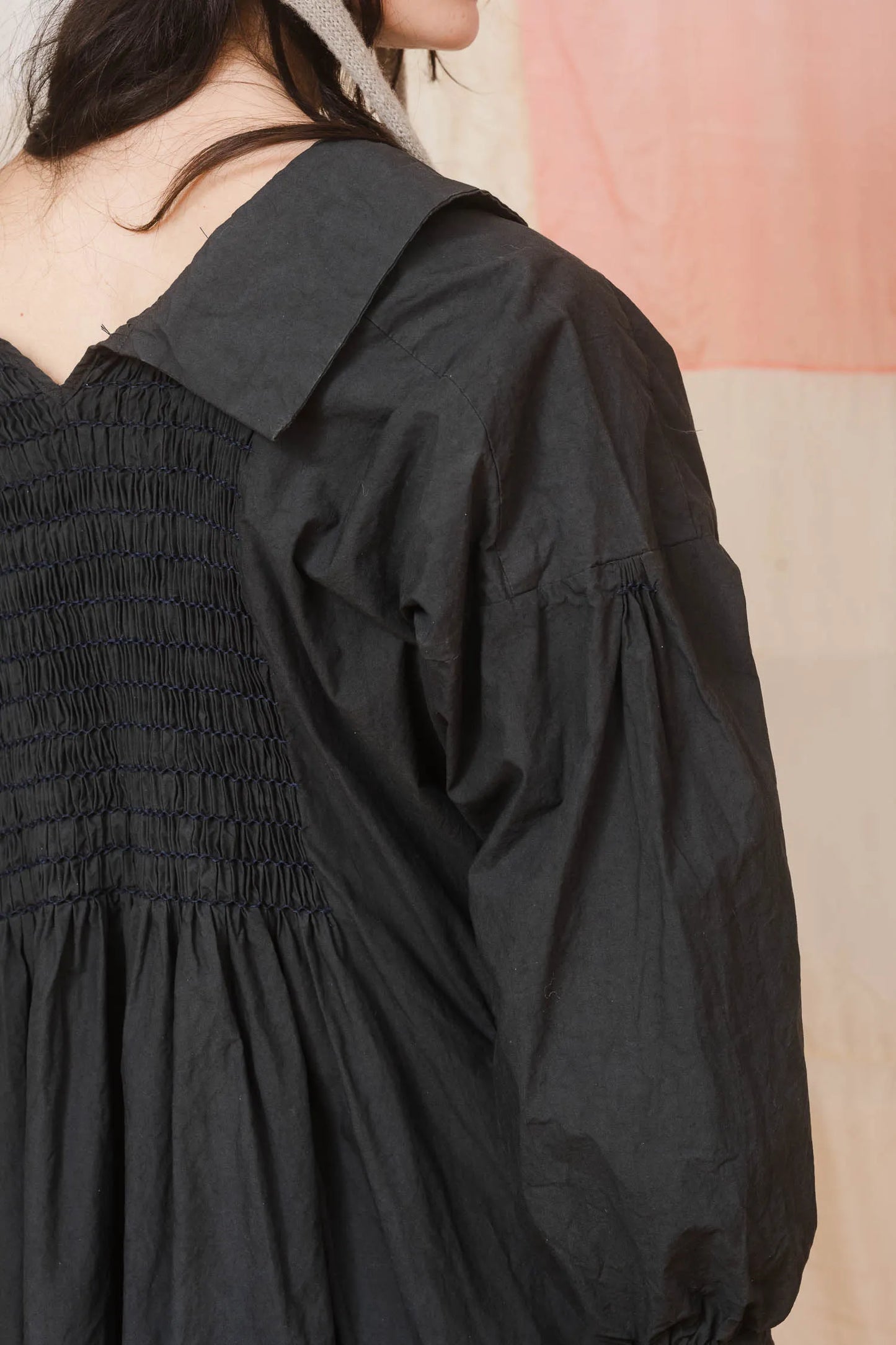 Sula 'Shepherd Tunic' With Smocking - Black