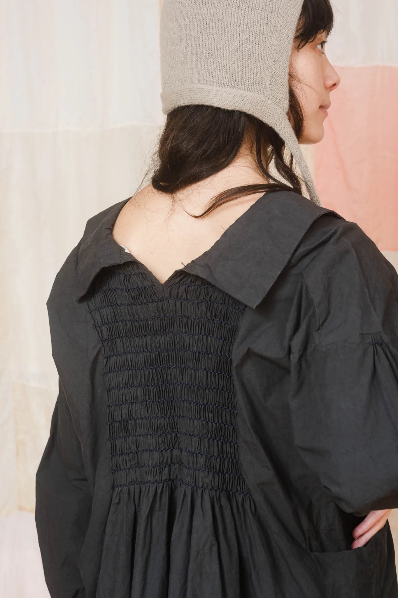 Sula 'Shepherd Tunic' With Smocking - Black