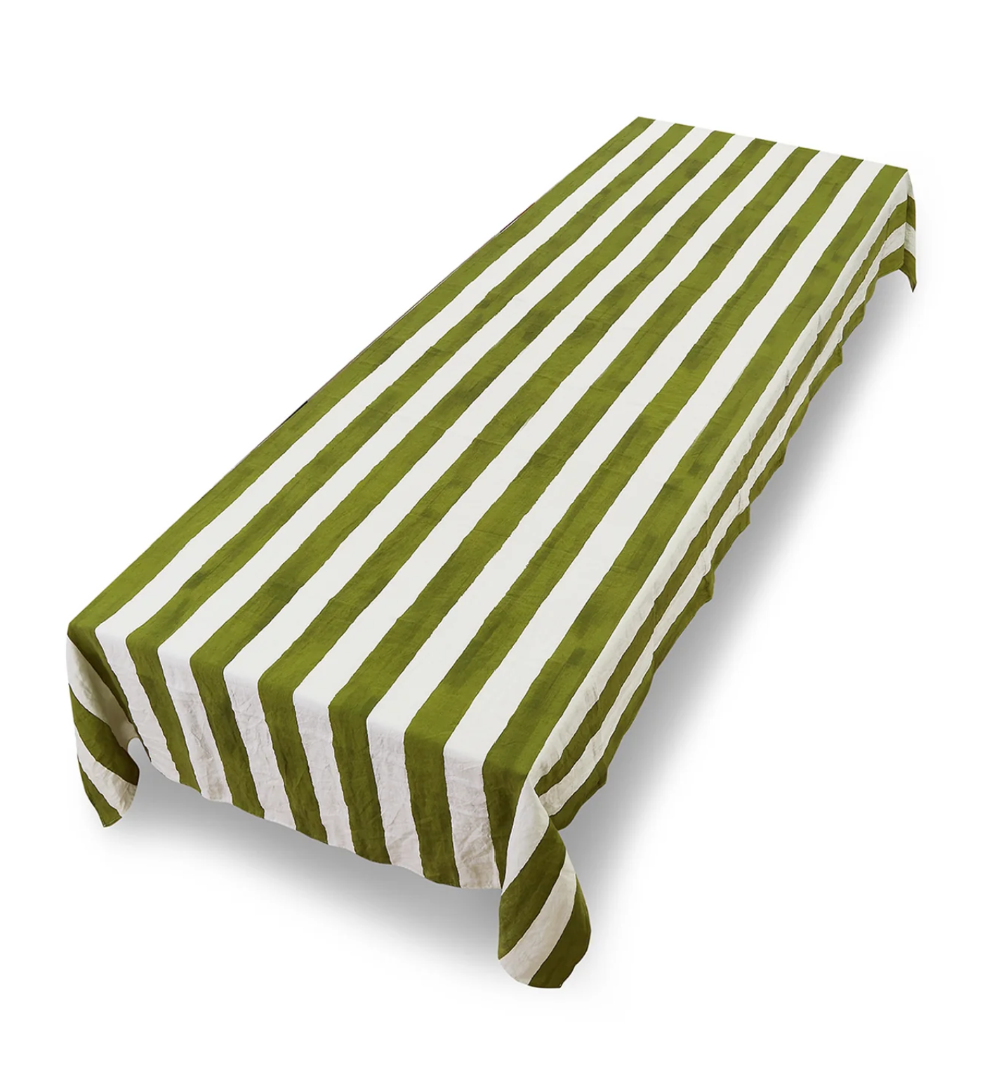 Summerill & Bishop 'Avocado & White Stripe' Linen Tablecloth