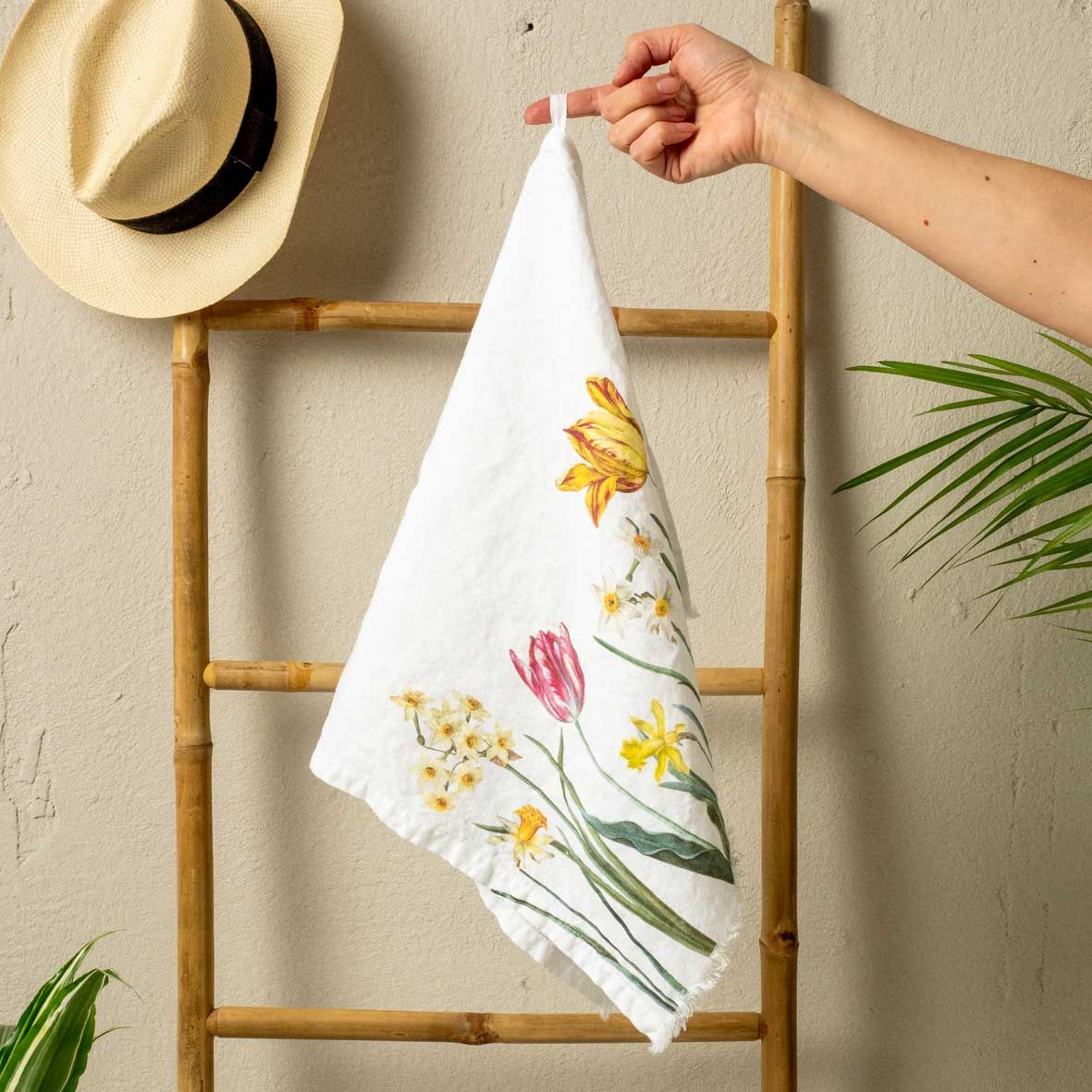 European Linen 'Early Flowers' Hand Towel