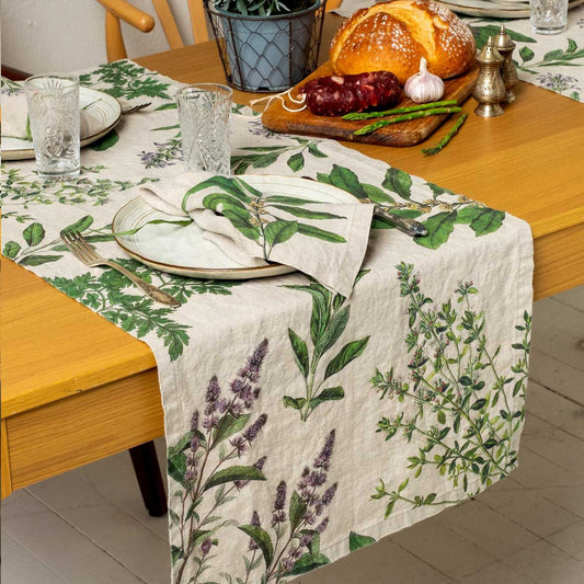 European Linen 'Fine Herbs' Table Runner