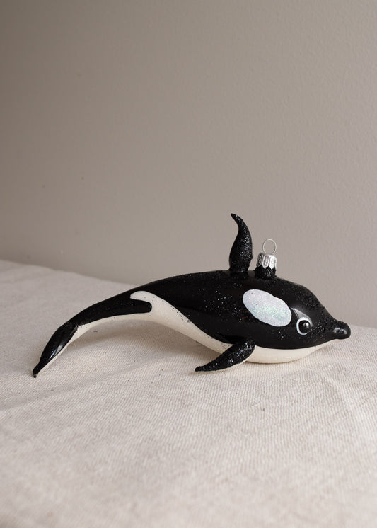 Polish Glass Christmas Ornament - Orca Killer Whale