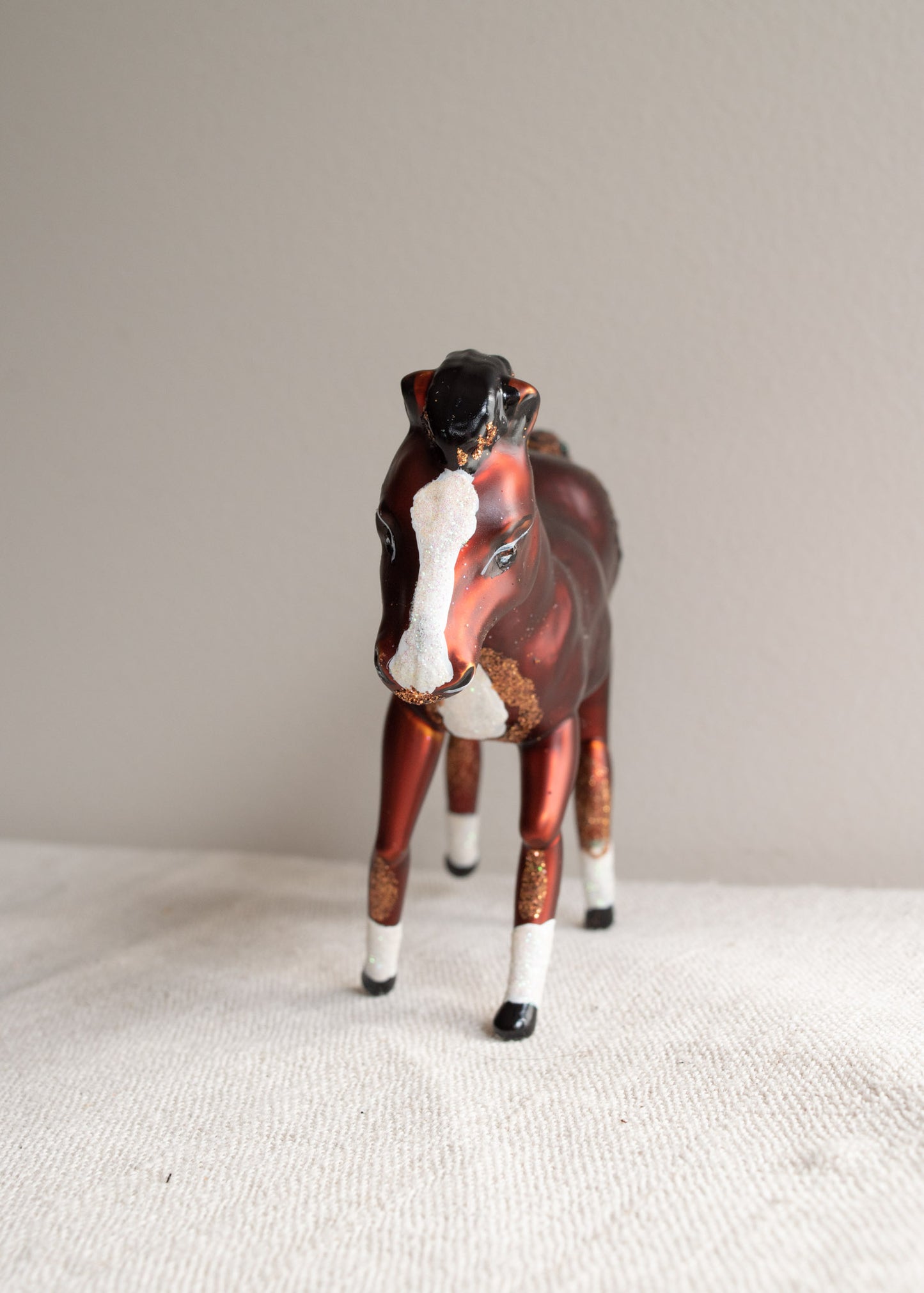 Polish Glass Christmas Ornament - Large Brown Horse