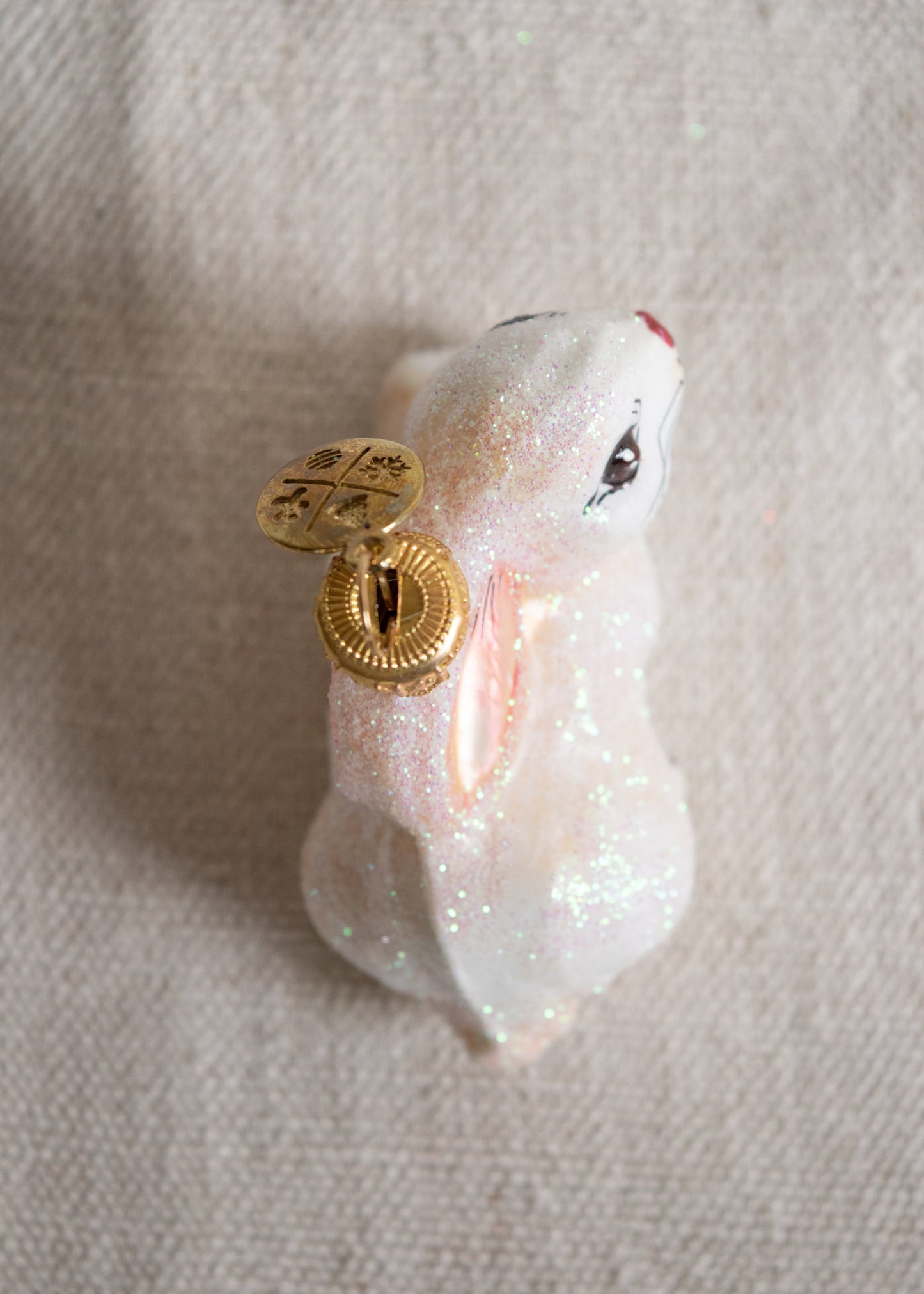 Polish Glass Ornament - White Bunny