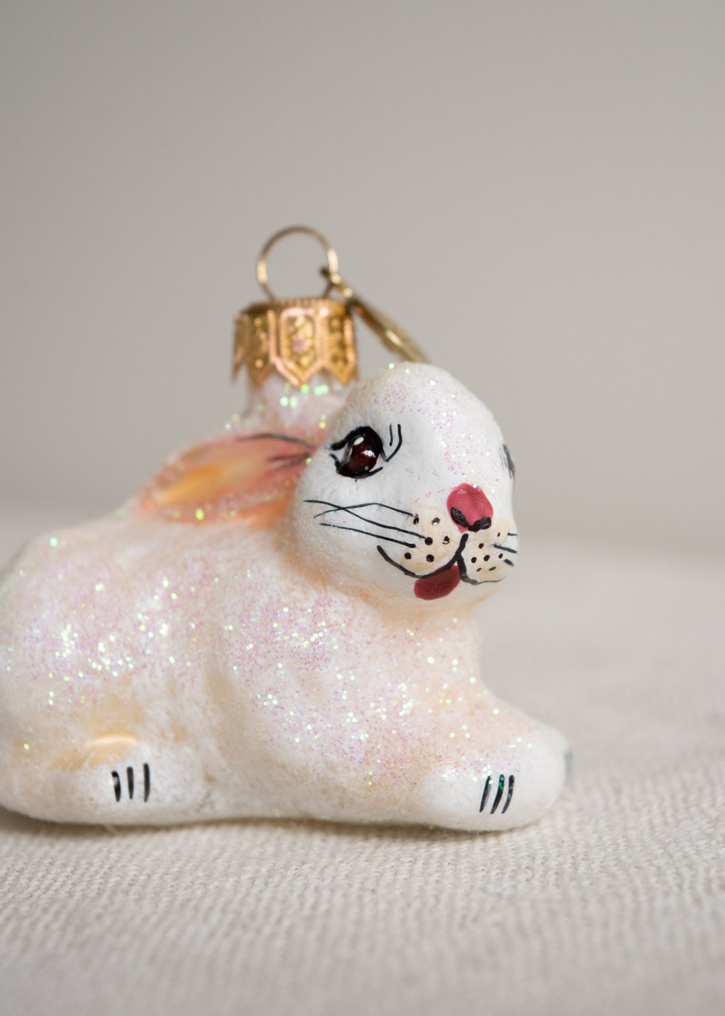 Polish Glass Ornament - White Bunny