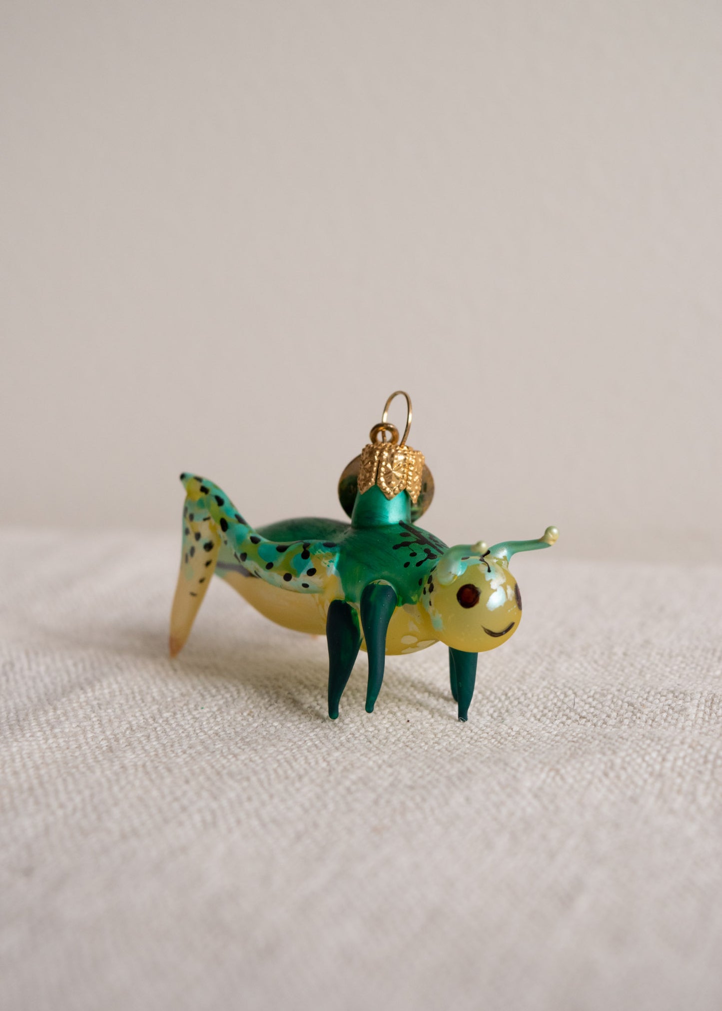 Polish Glass Christmas Ornament - Tiny Grasshopper