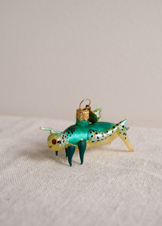 Polish Glass Christmas Ornament - Tiny Grasshopper