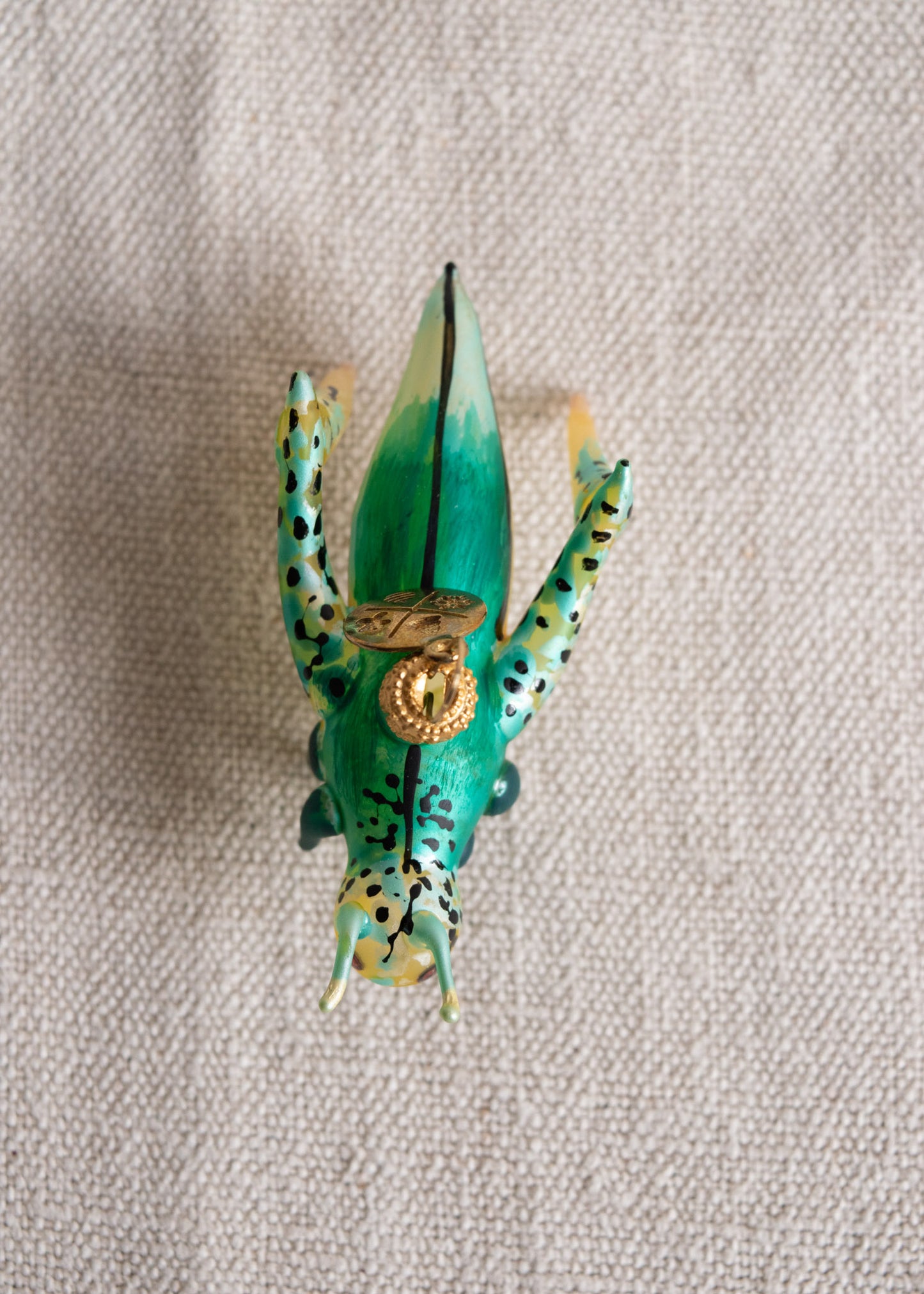 Polish Glass Christmas Ornament - Tiny Grasshopper