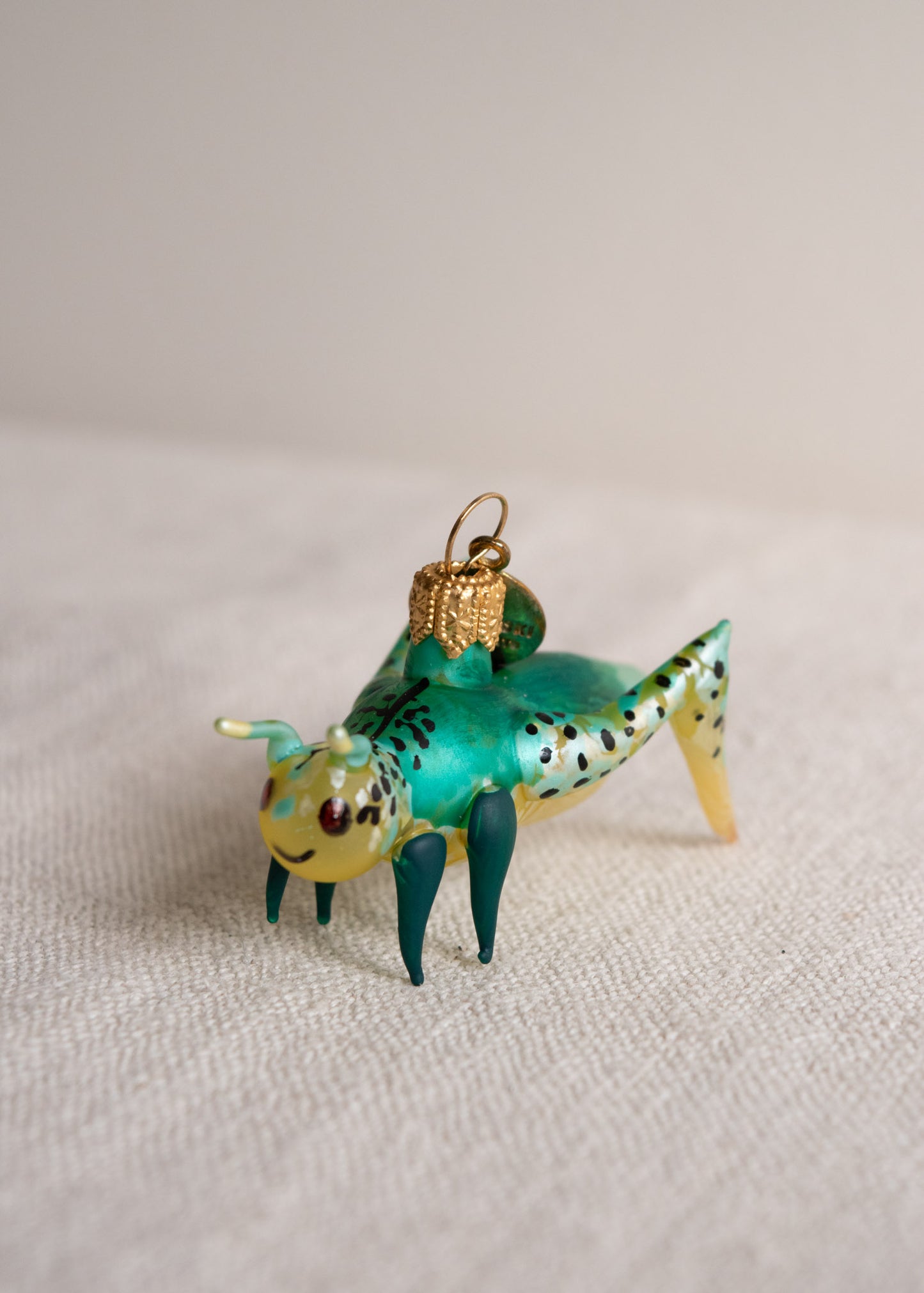 Polish Glass Christmas Ornament - Tiny Grasshopper