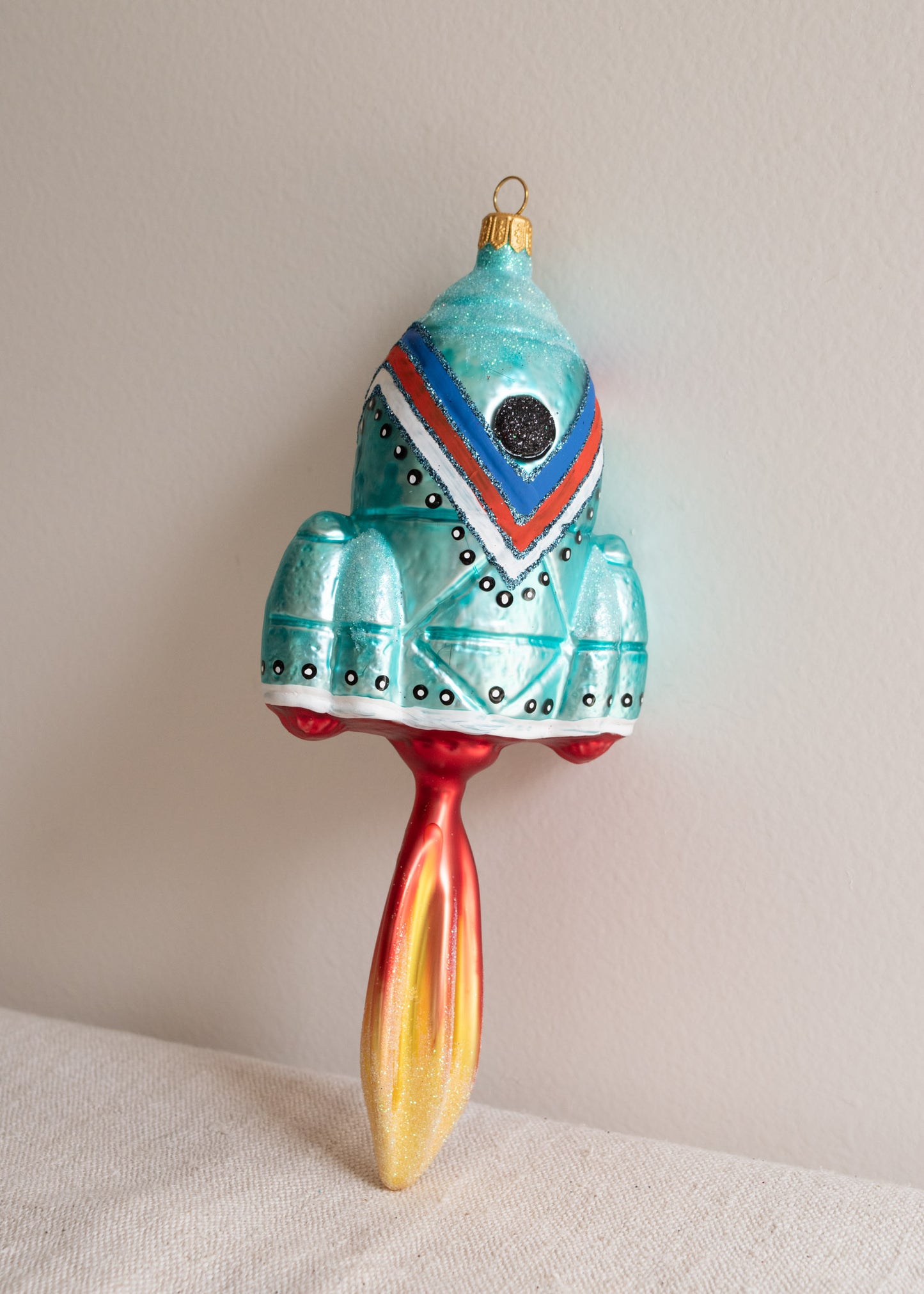 Polish Glass Christmas Ornament - Large Rocket Ship