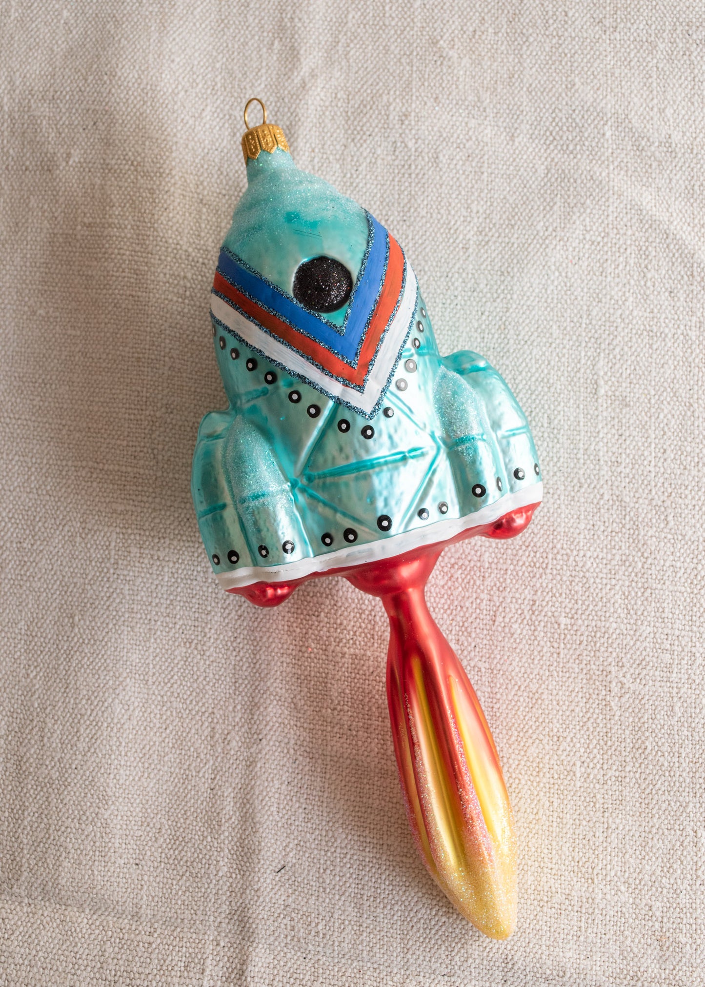 Polish Glass Christmas Ornament - Large Rocket Ship