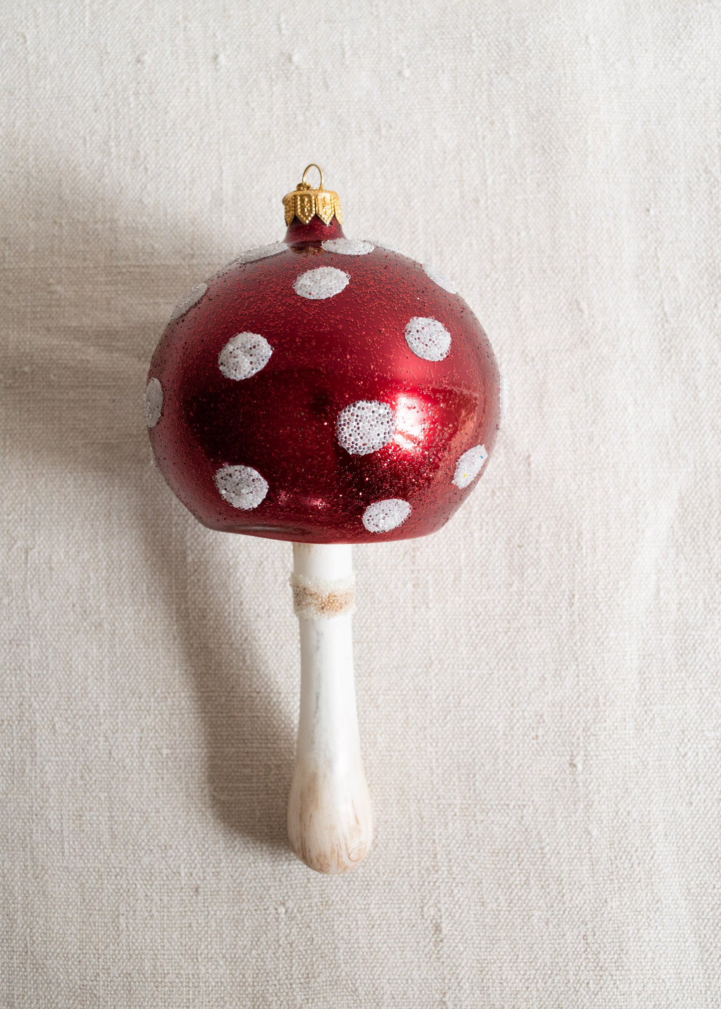 Polish Glass Christmas Ornament - Extra Large Red Spot Mushroom