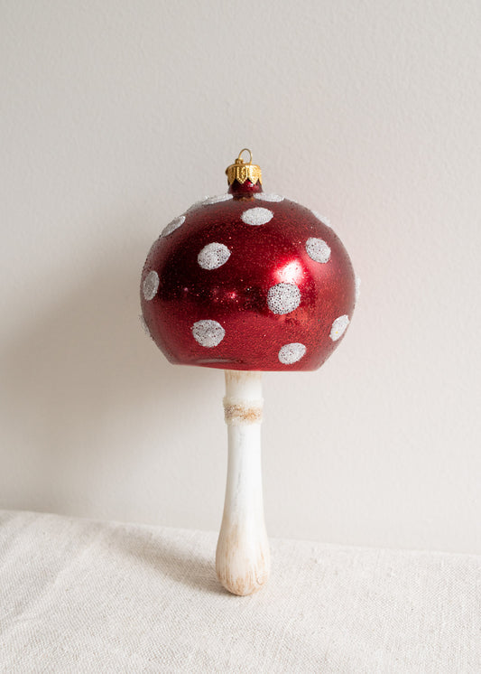 Polish Glass Christmas Ornament - Extra Large Red Spot Mushroom