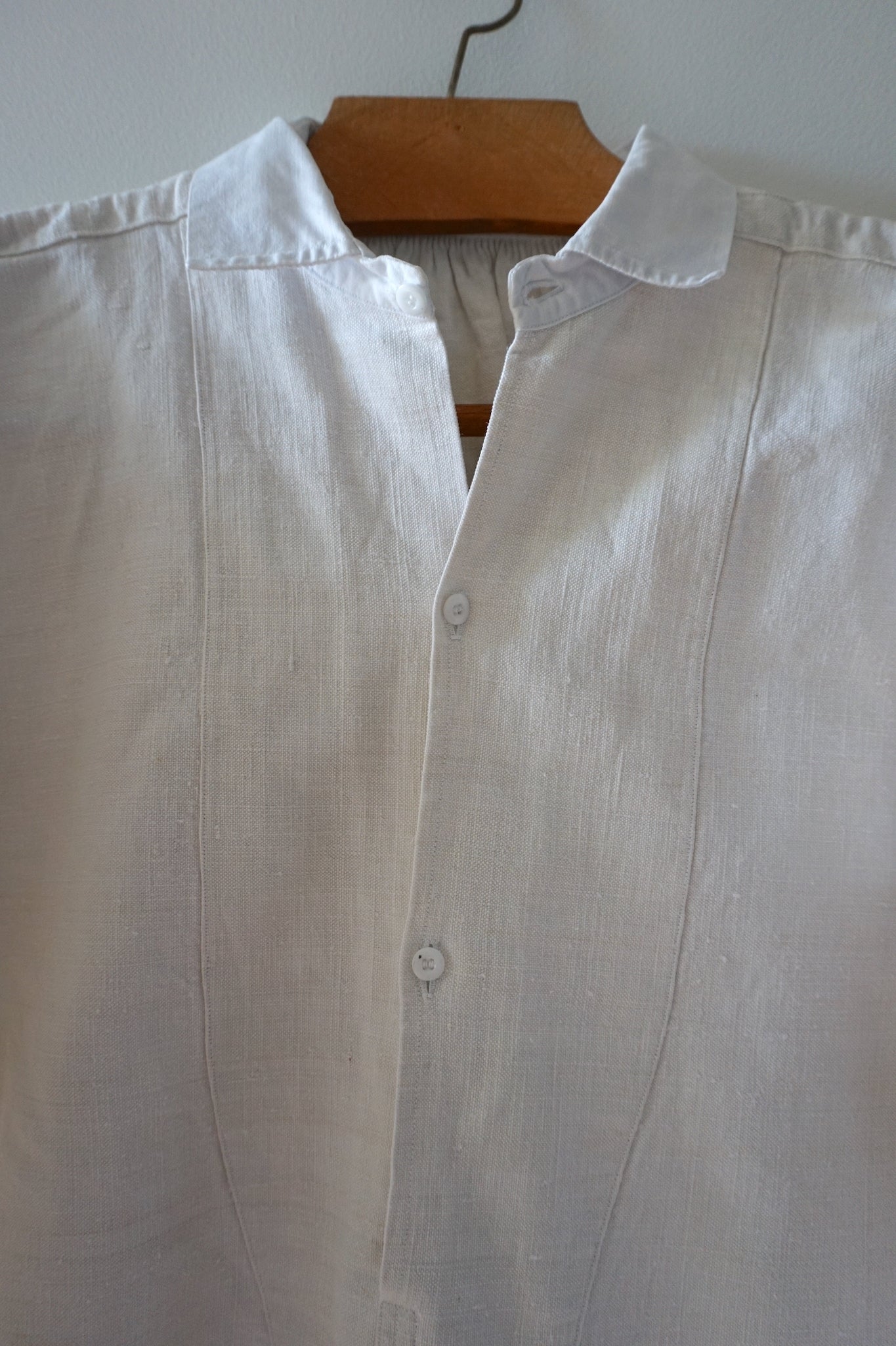 Antique French Long Linen Shirt 'AB'