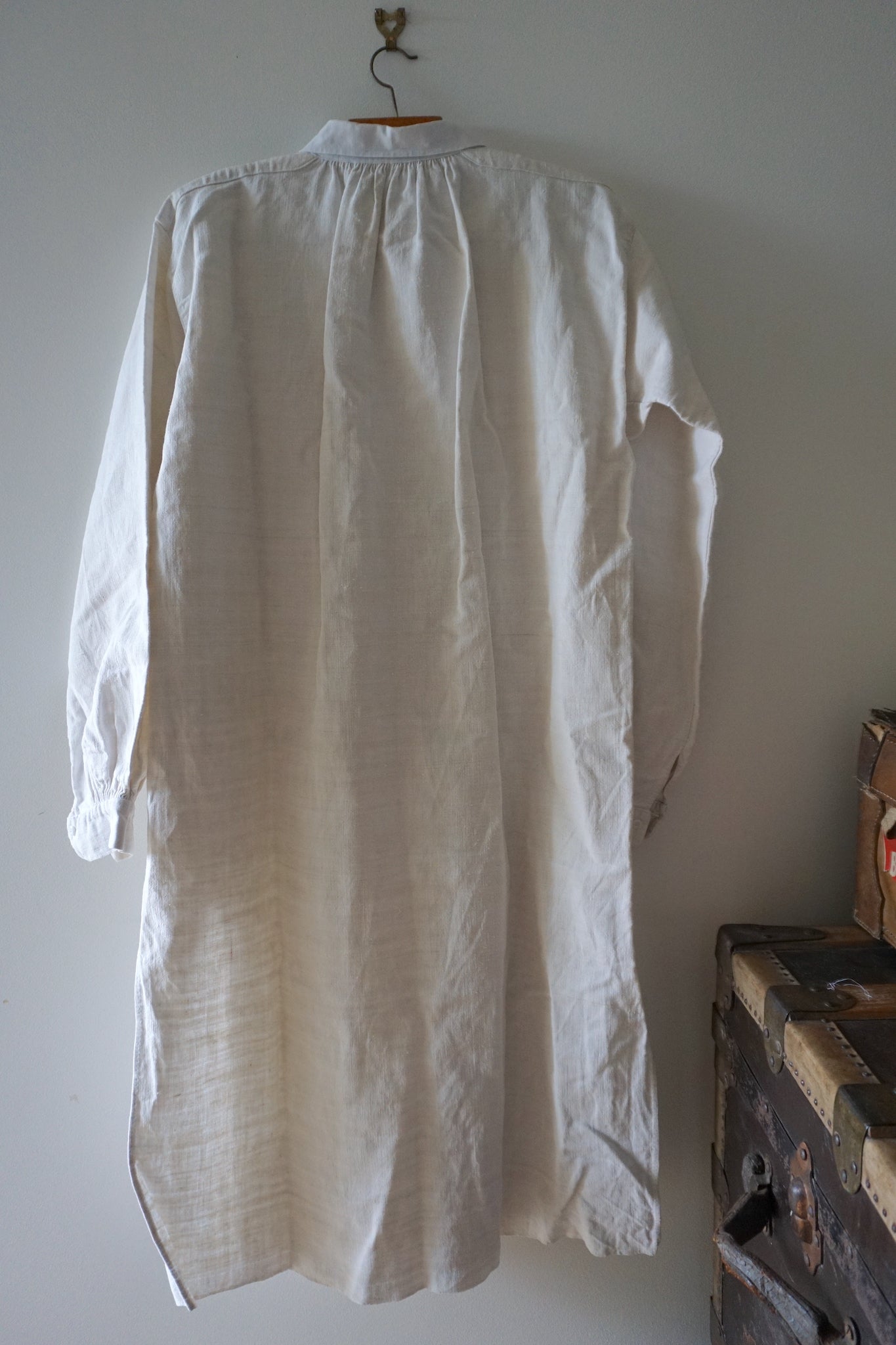 Antique French Long Linen Shirt 'AB'