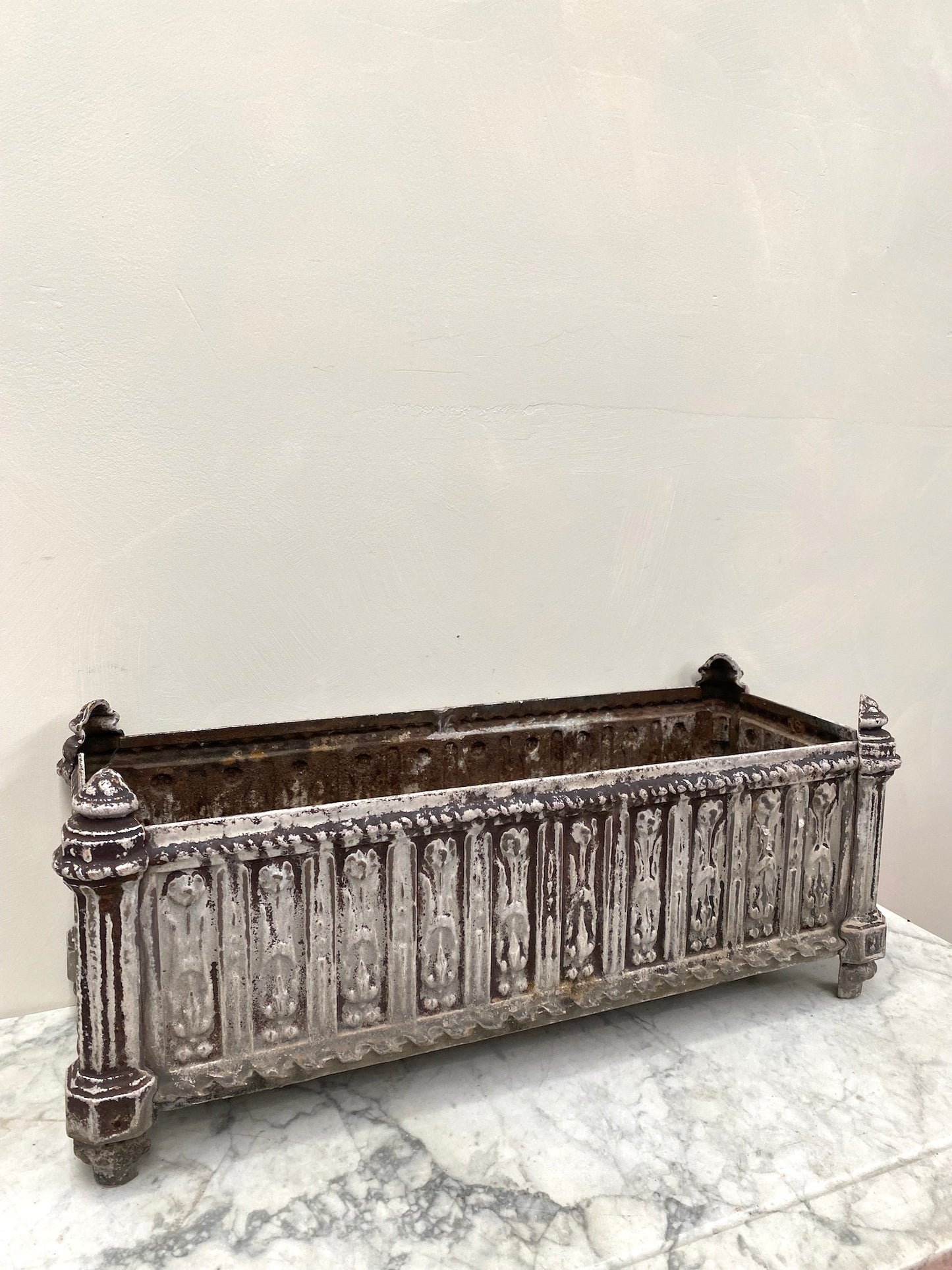 Antique French Long Rectangular Cast Iron Planter