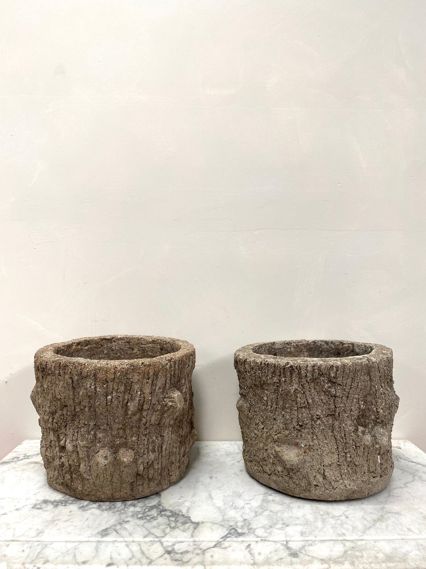 Antique French Pair of Faux Bois Planters