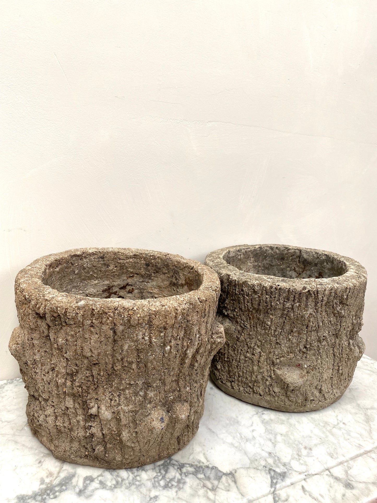 Antique French Pair of Faux Bois Planters