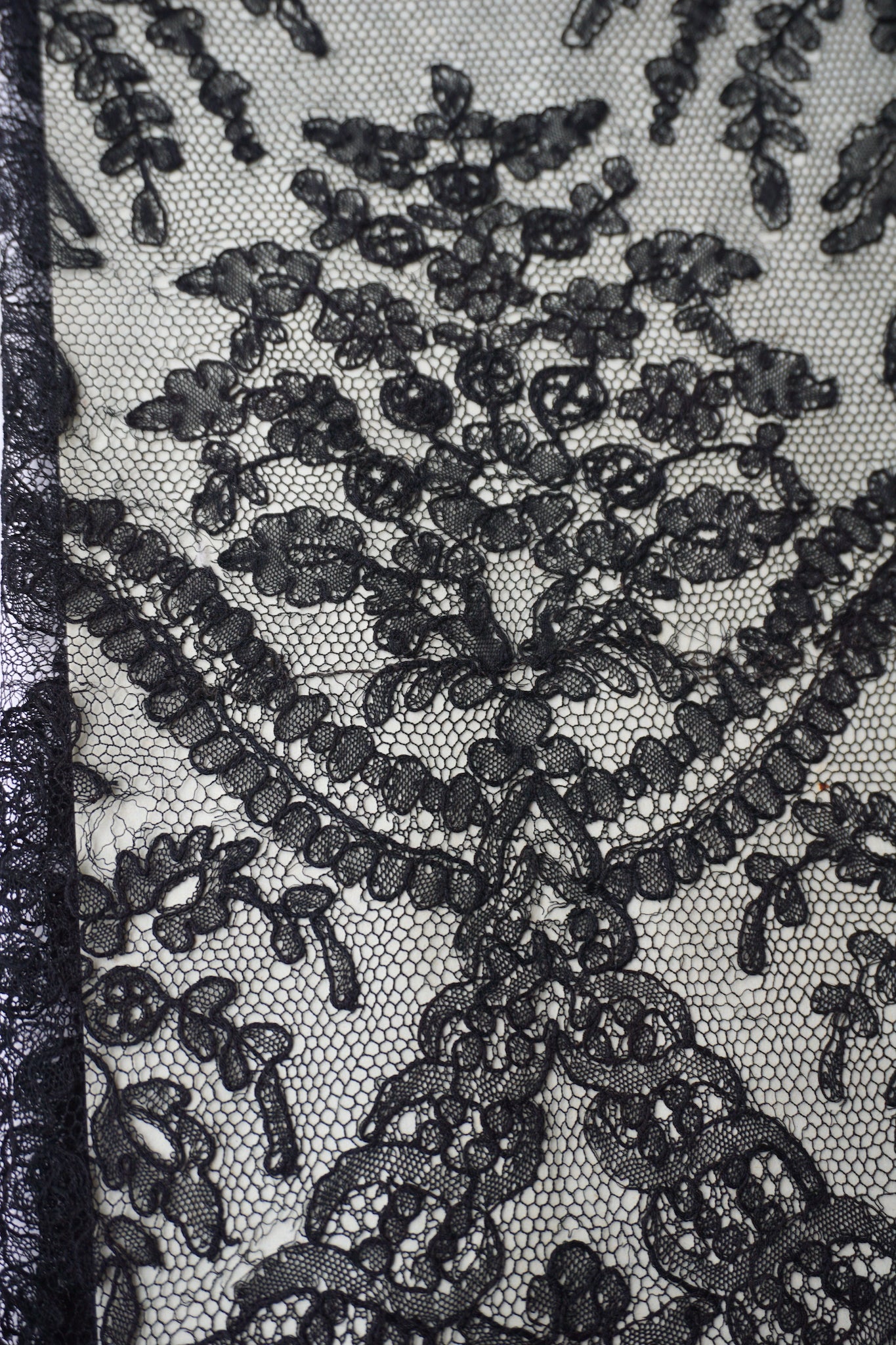 Antique Belgian Black Netting Lace Veil