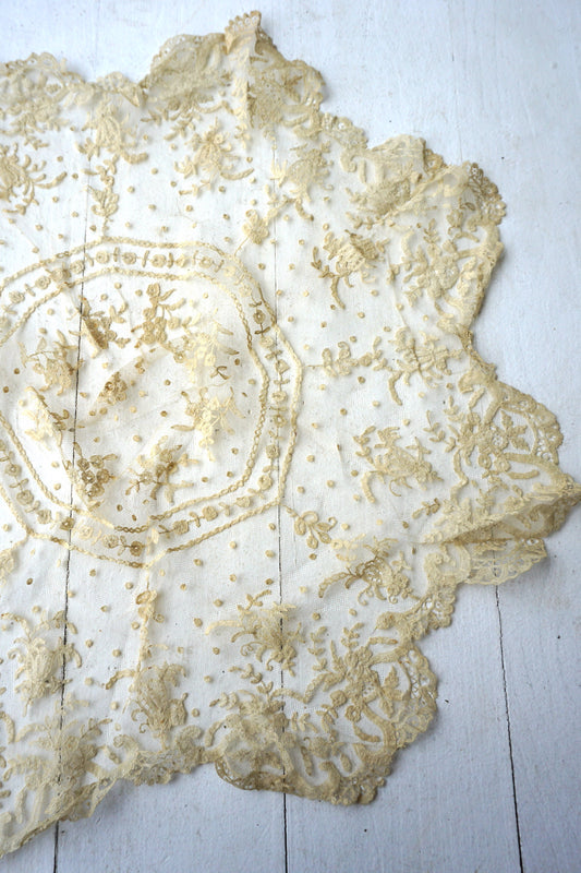 19th Century Point d'Angleterre Round Lace Panel