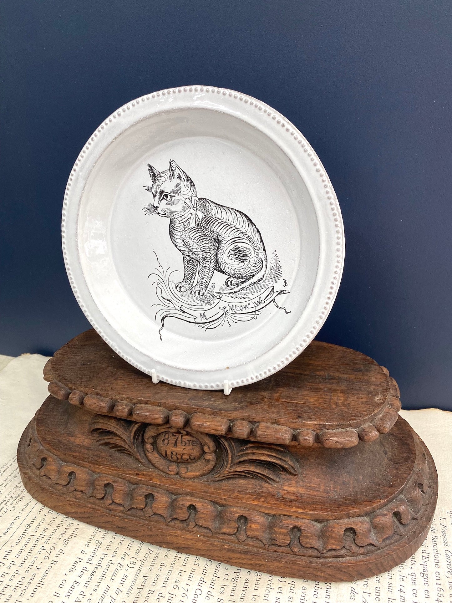 Astier de Villatte John Derian Scenario Cat Soup Plate