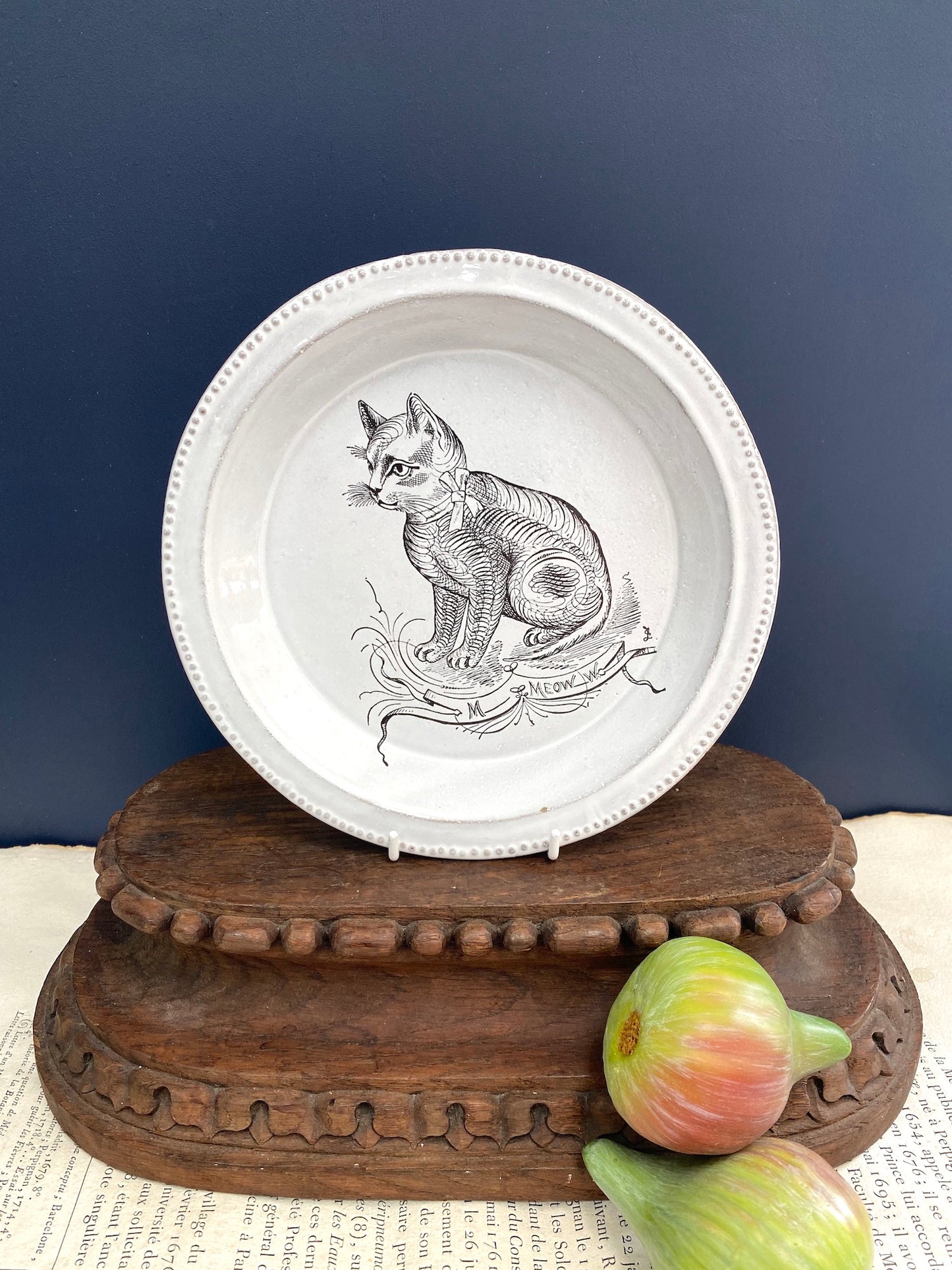 Astier de Villatte John Derian Scenario Cat Soup Plate