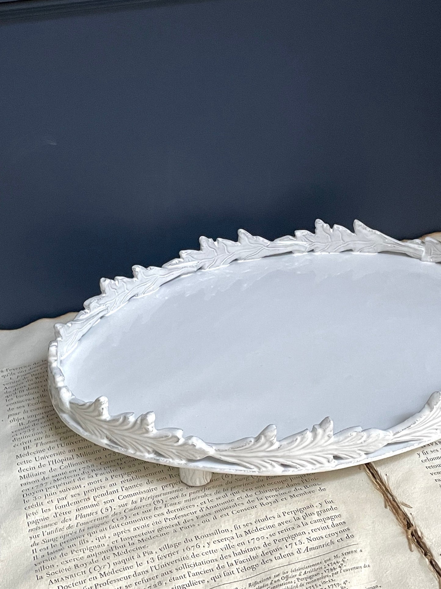 Astier de Villatte Oval Setsuko Leaf Platter with Feet