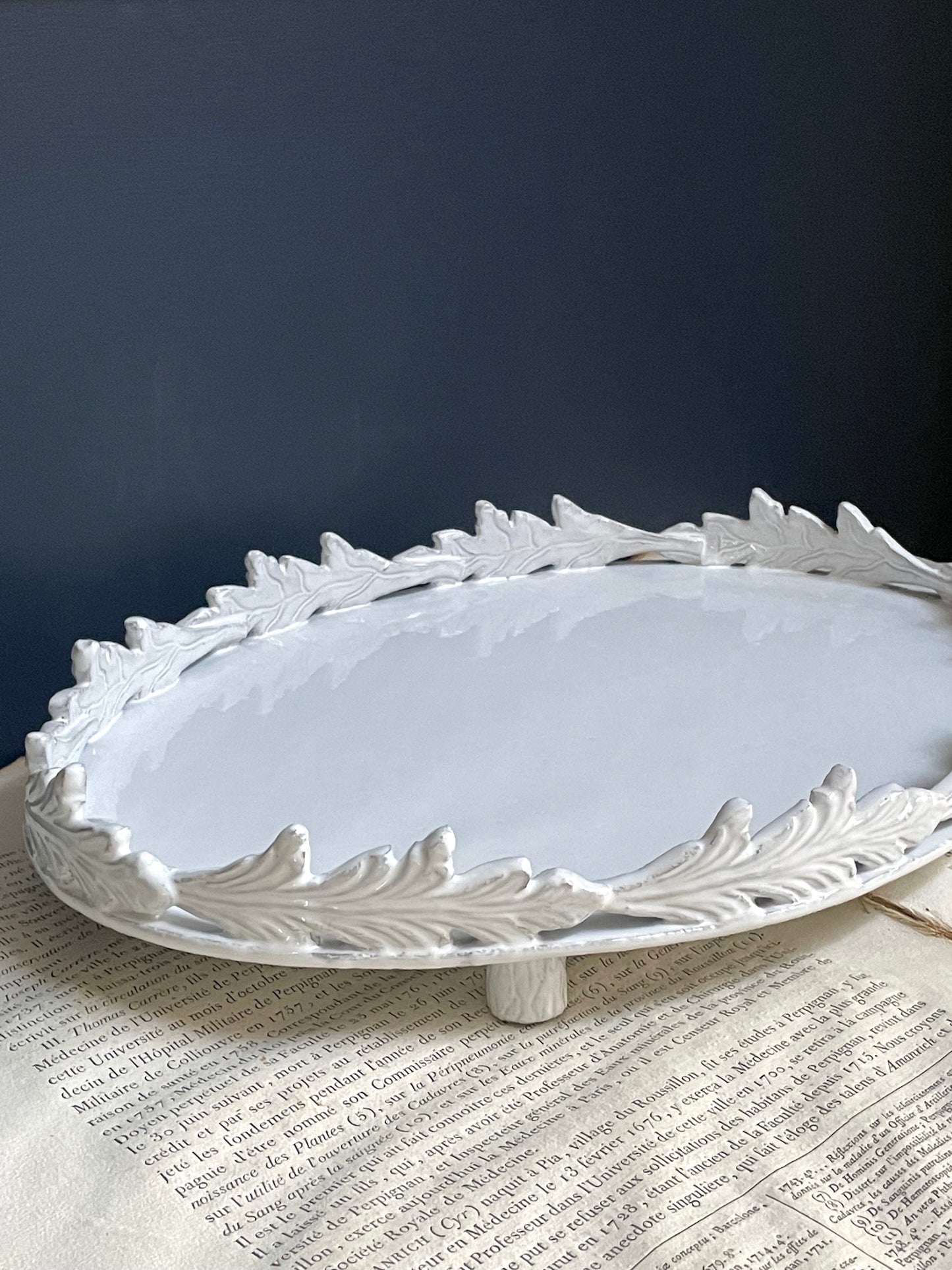 Astier de Villatte Oval Setsuko Leaf Platter with Feet