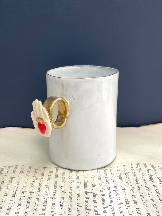 Astier de Villatte Serena Heart on Hand Ring Cup