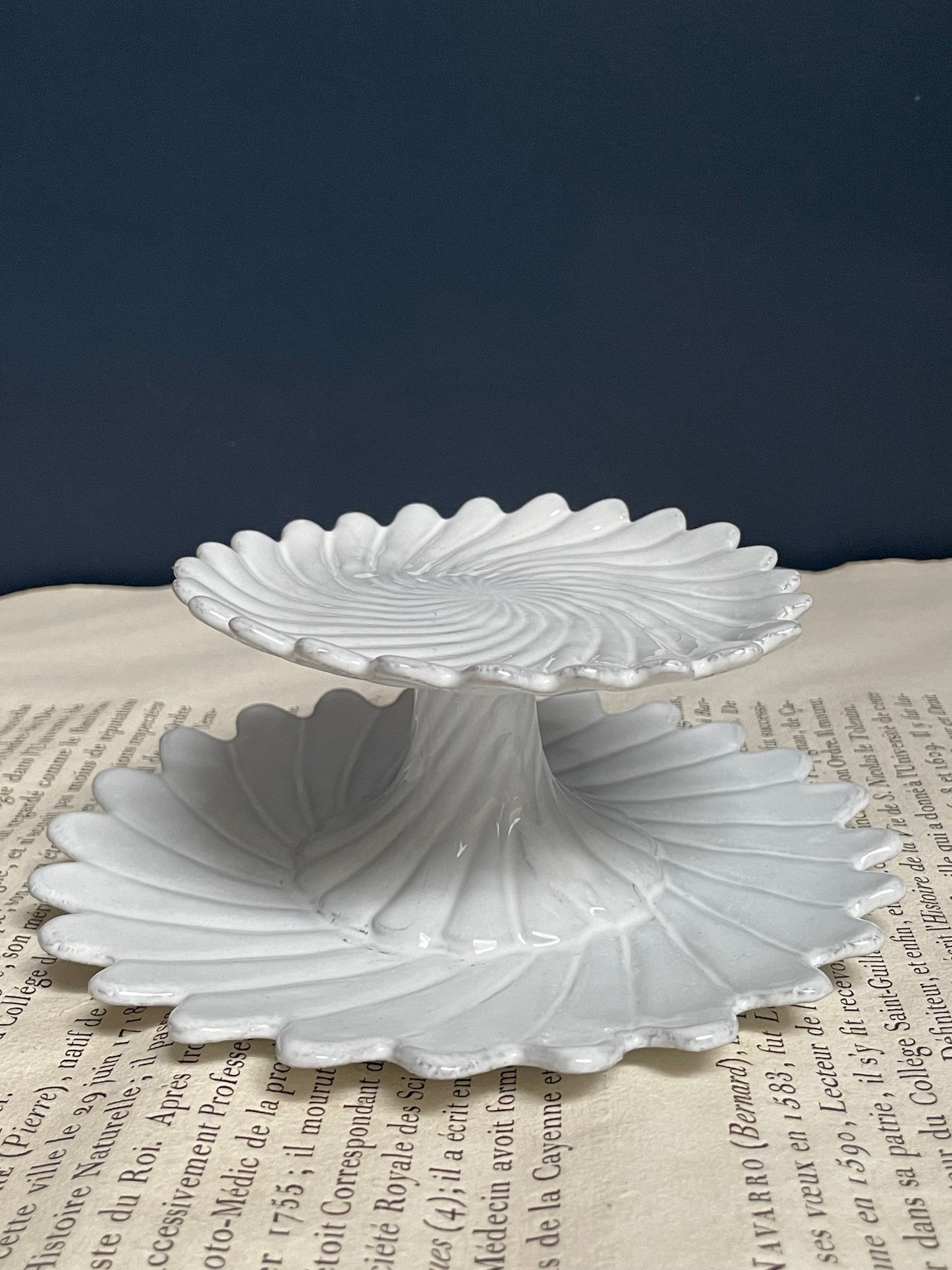 Astier de Villatte Twisted Two Level Cake Stand