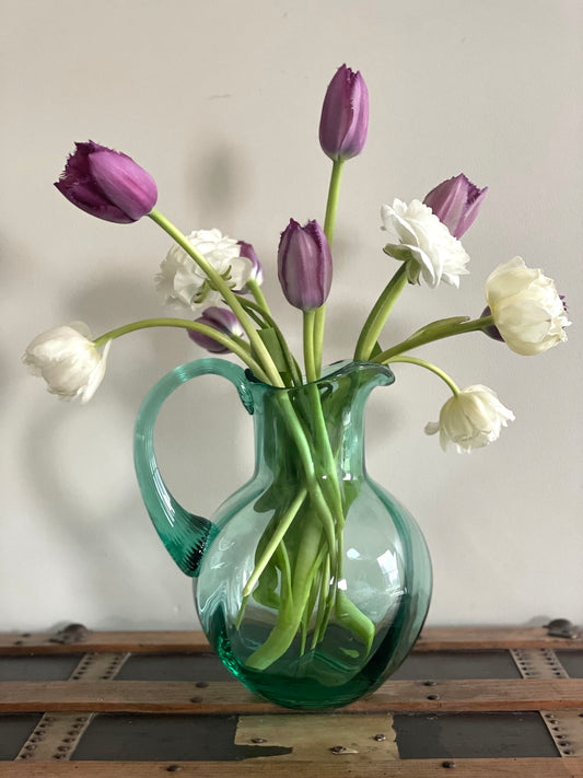 Beryl Bohemia Swirl Glass Pitcher