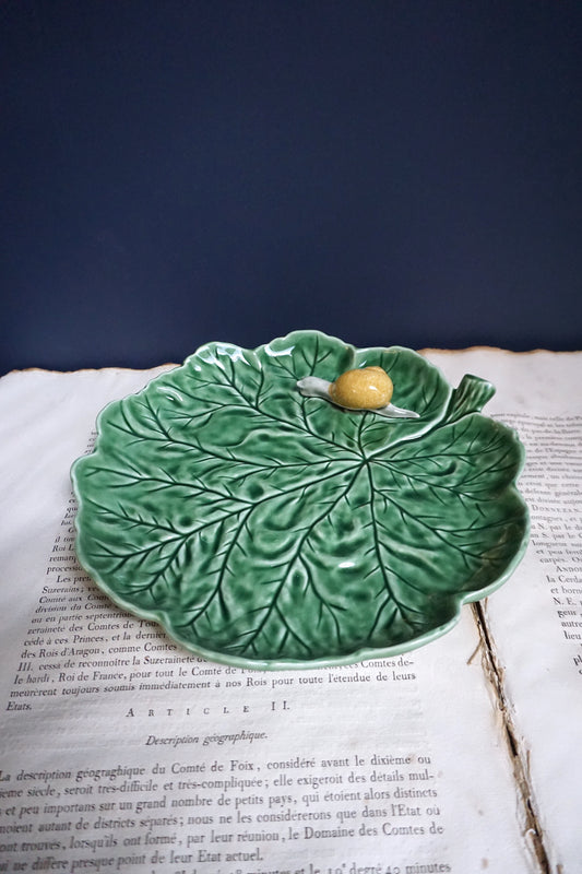 Bordallo Pinheiro Leaf with Snail Platter