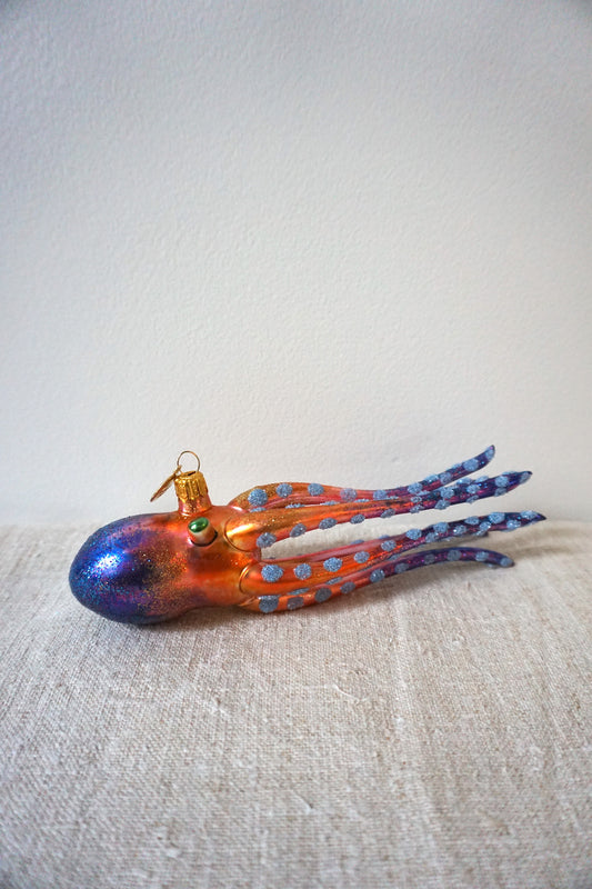 Polish Glass Christmas Ornament - Squid