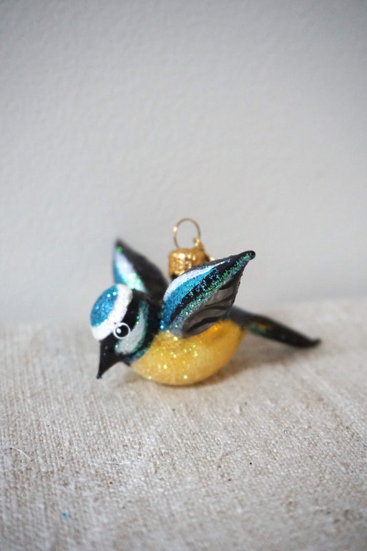 Polish Glass Christmas Ornament - Small Blue Bird