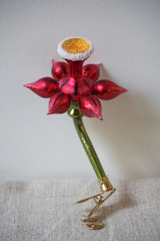 Polish Glass Christmas Ornament - Pink Daffodil