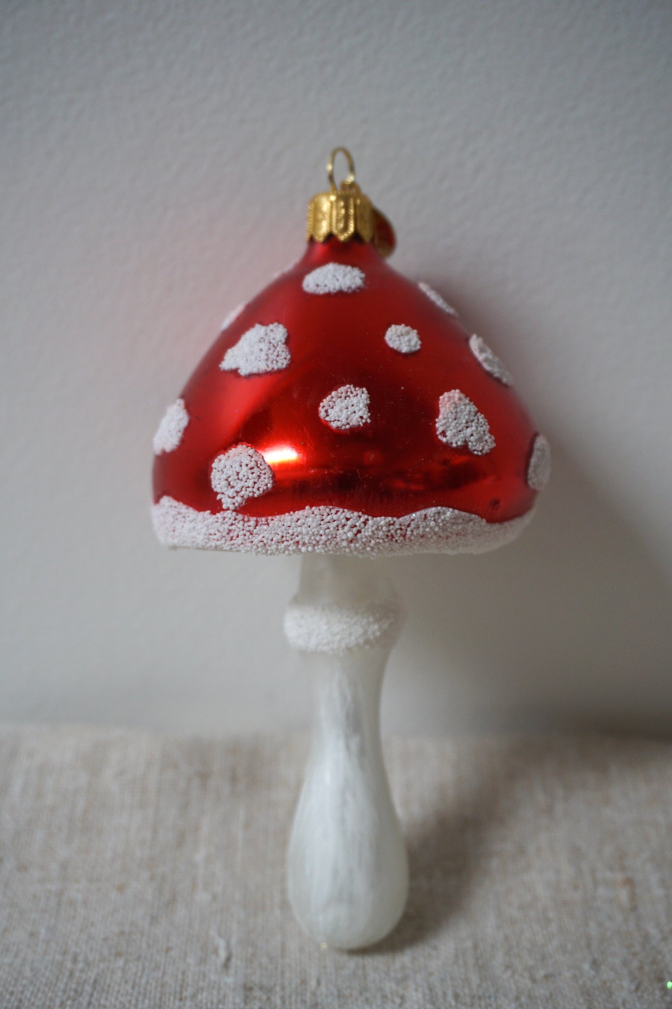 Polish Glass Christmas Ornament - Medium Short Mushroom I