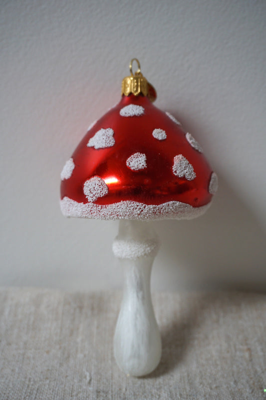 Polish Glass Christmas Ornament - Medium Short Mushroom I