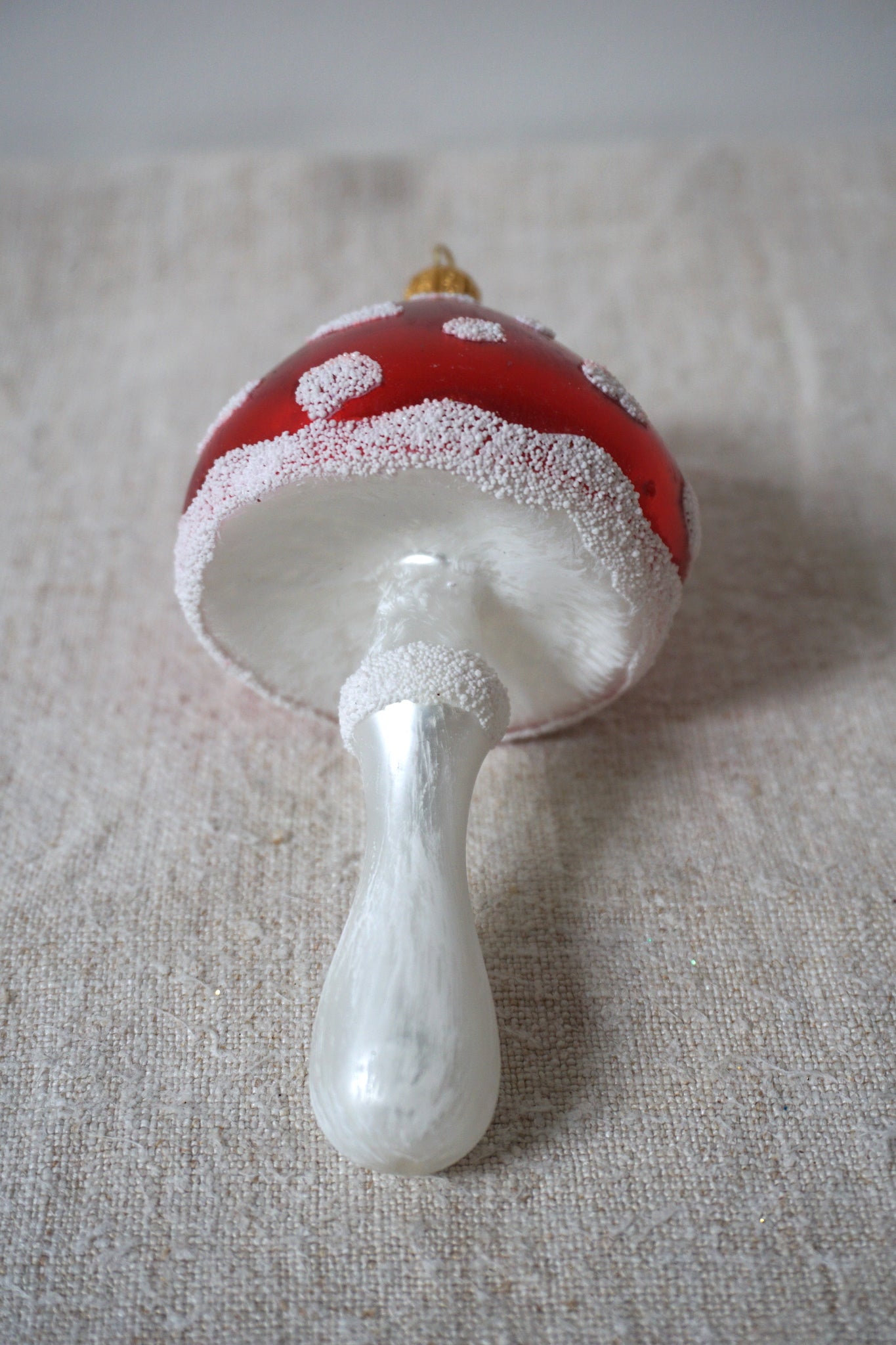 Polish Glass Christmas Ornament - Medium Short Mushroom I