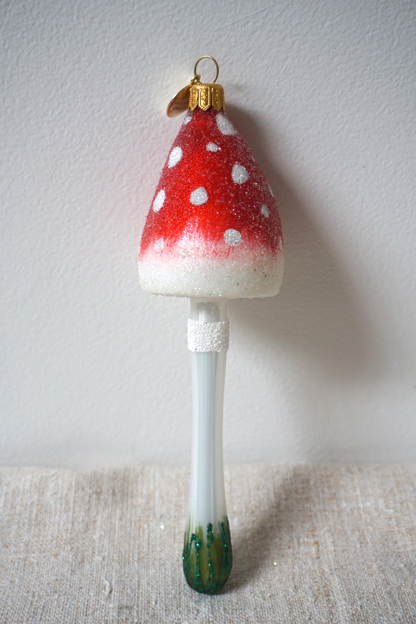 Polish Glass Christmas Ornament - Medium Tall Mushroom II