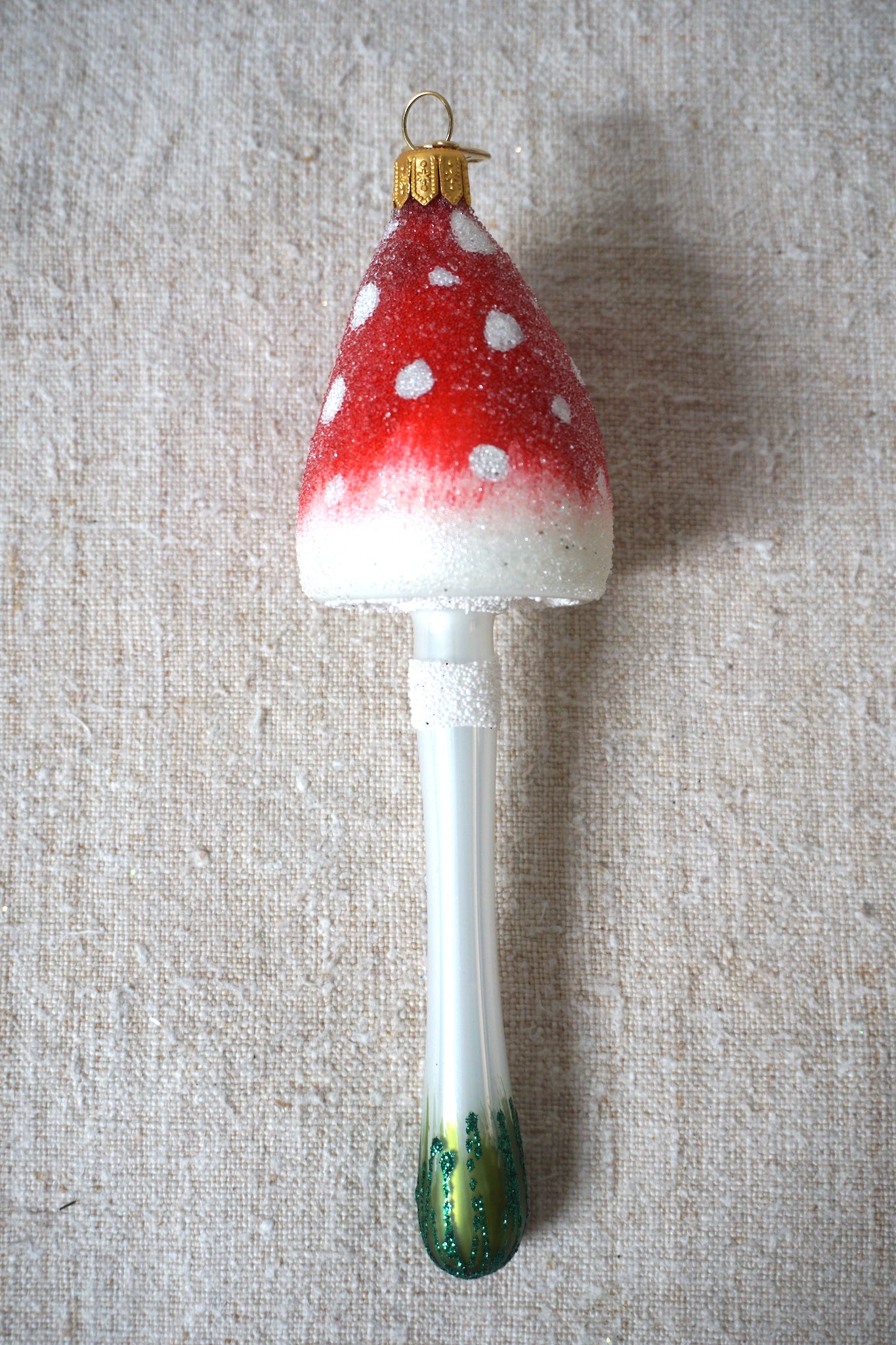 Polish Glass Christmas Ornament - Medium Tall Mushroom II