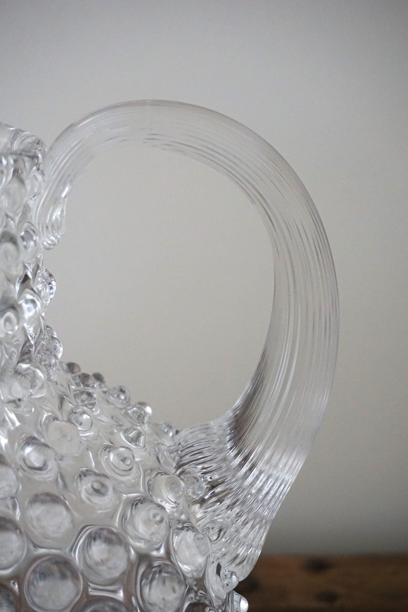 Clear Bohemia Glass Hobnail Pitcher