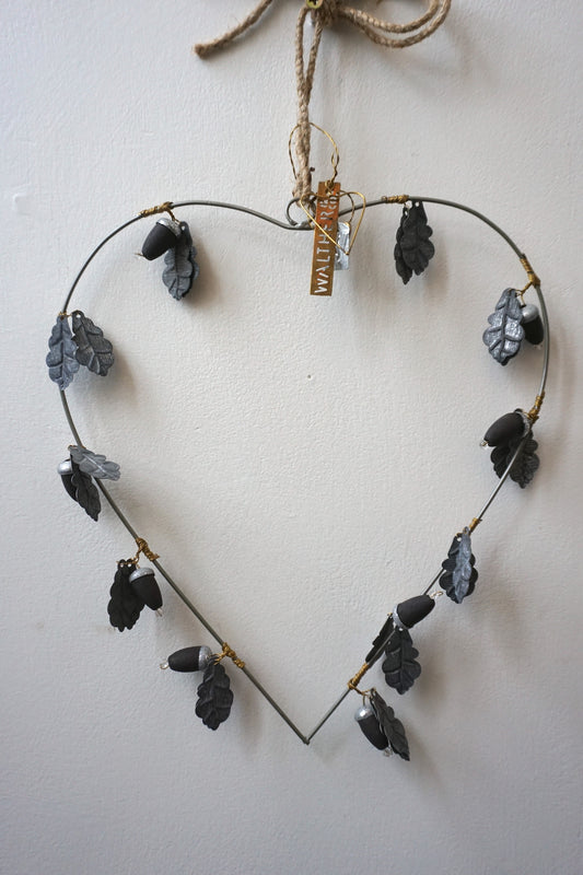 Walther & Co. Wire Heart with Acorns