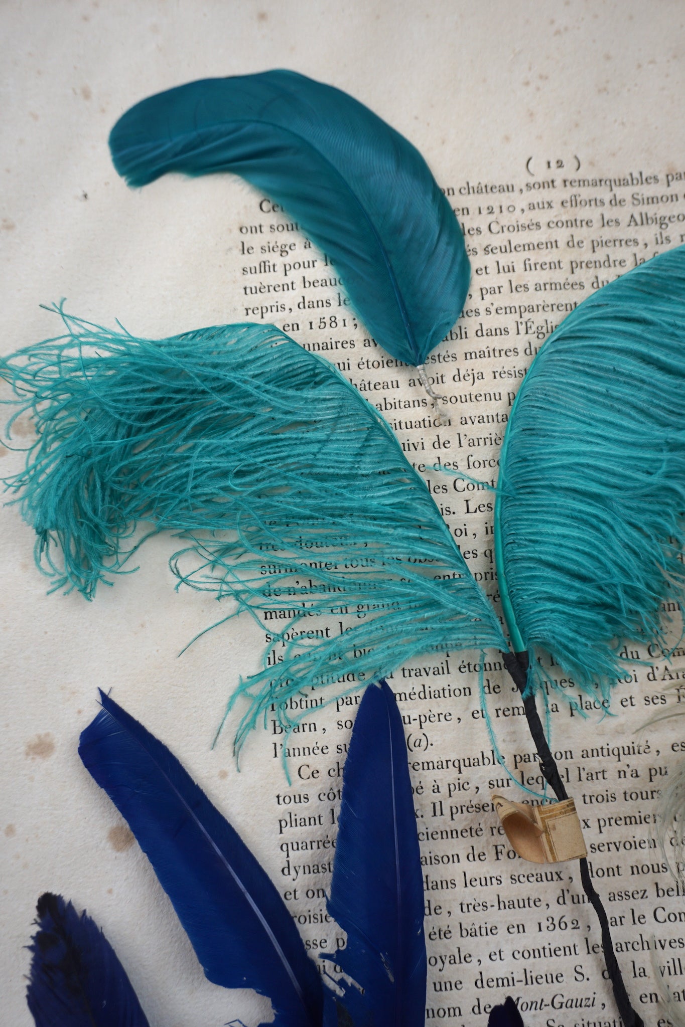 Vintage French Lot of Blue Millinery Feathers
