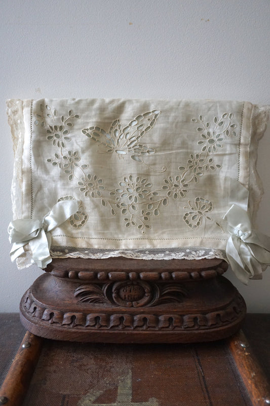 Antique French Butterfly Lingerie Cushion