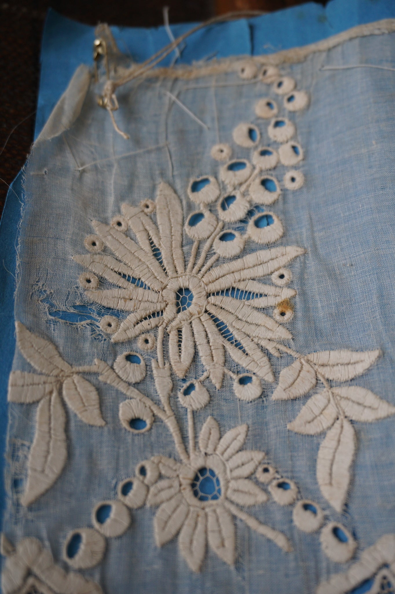 Antique French Silk & Cotton Lace Edging