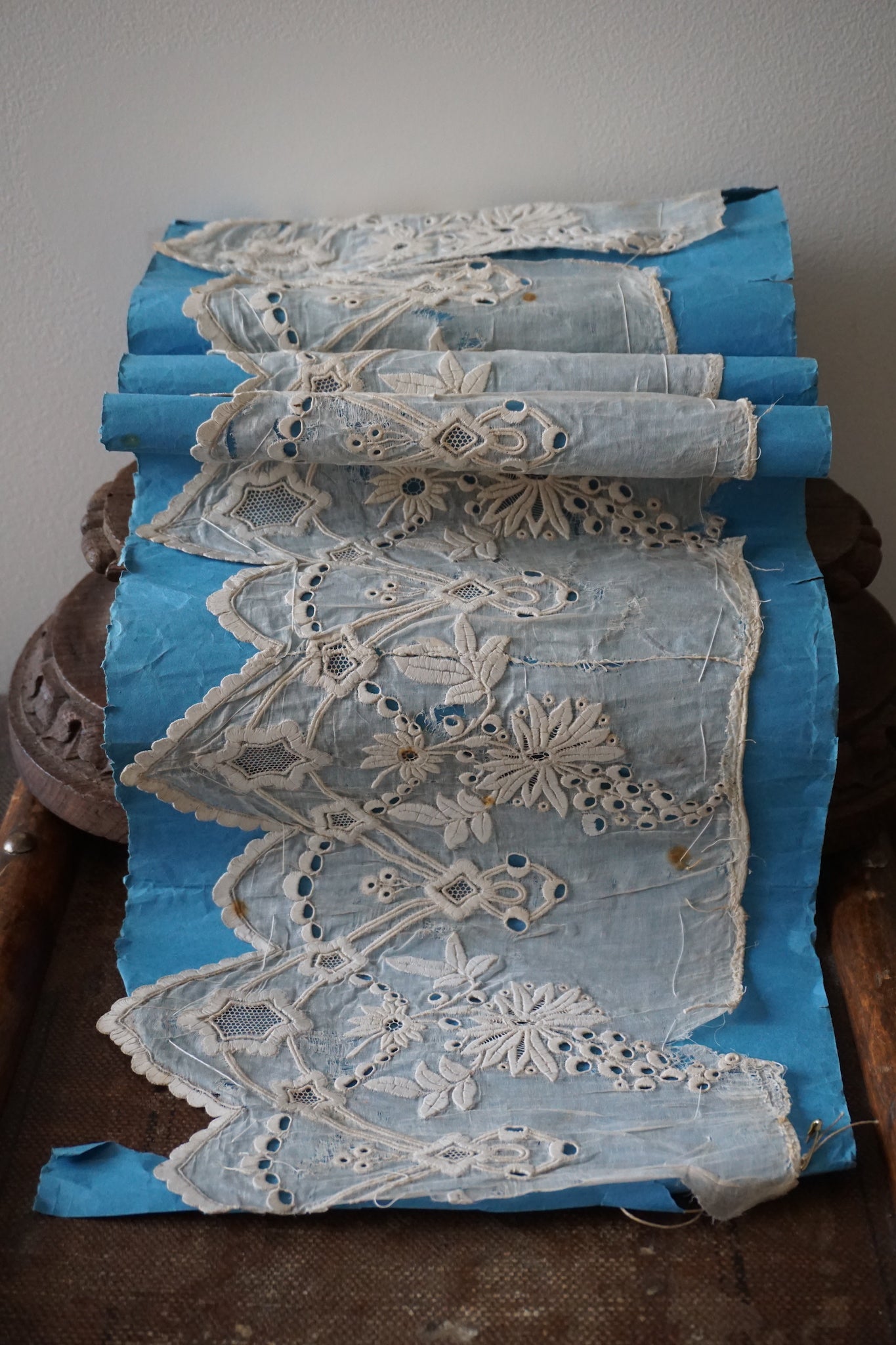 Antique French Silk & Cotton Lace Edging