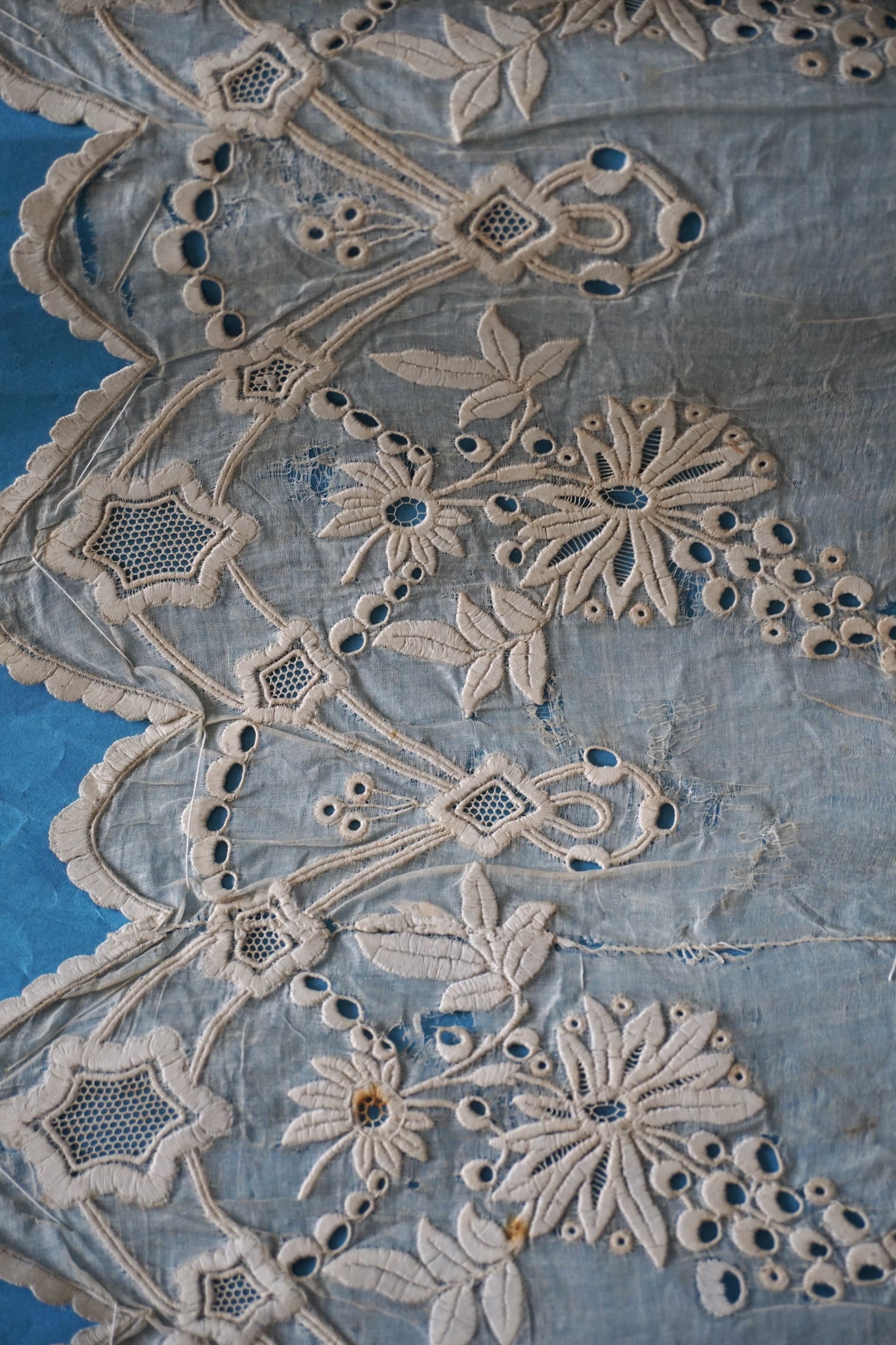 Antique French Silk & Cotton Lace Edging