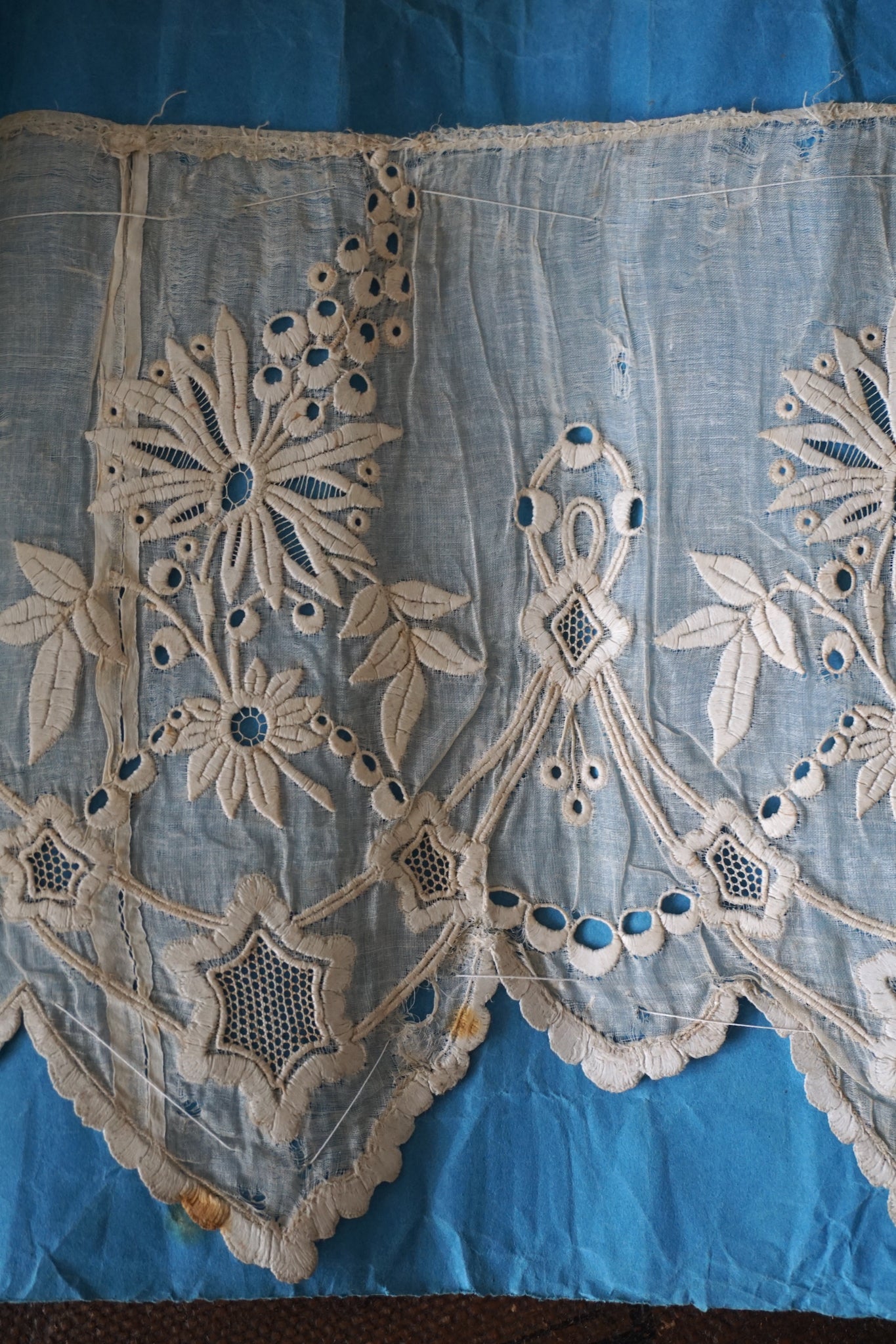 Antique French Silk & Cotton Lace Edging